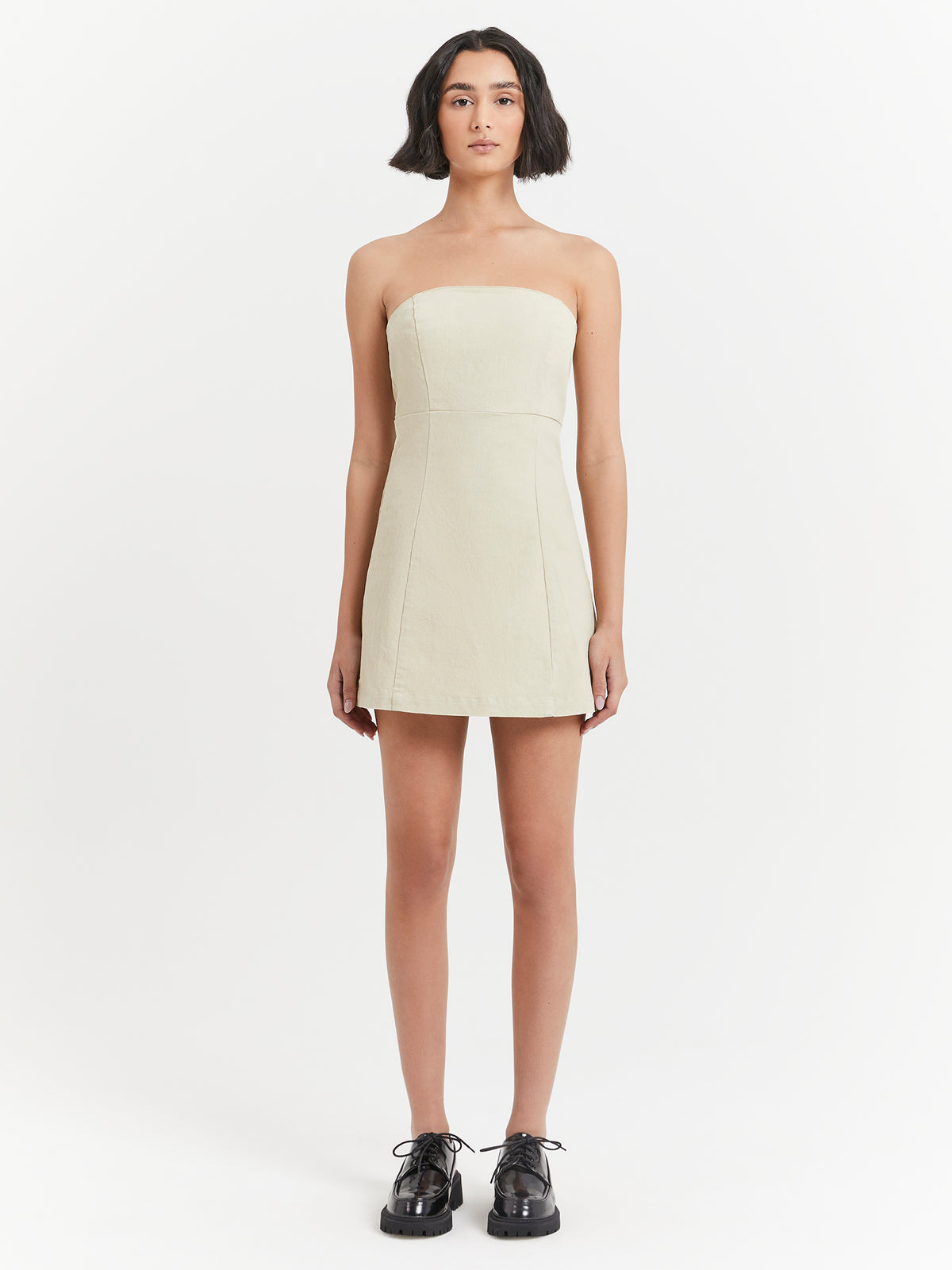 Carey Strapless Mini Dress in Oatmeal