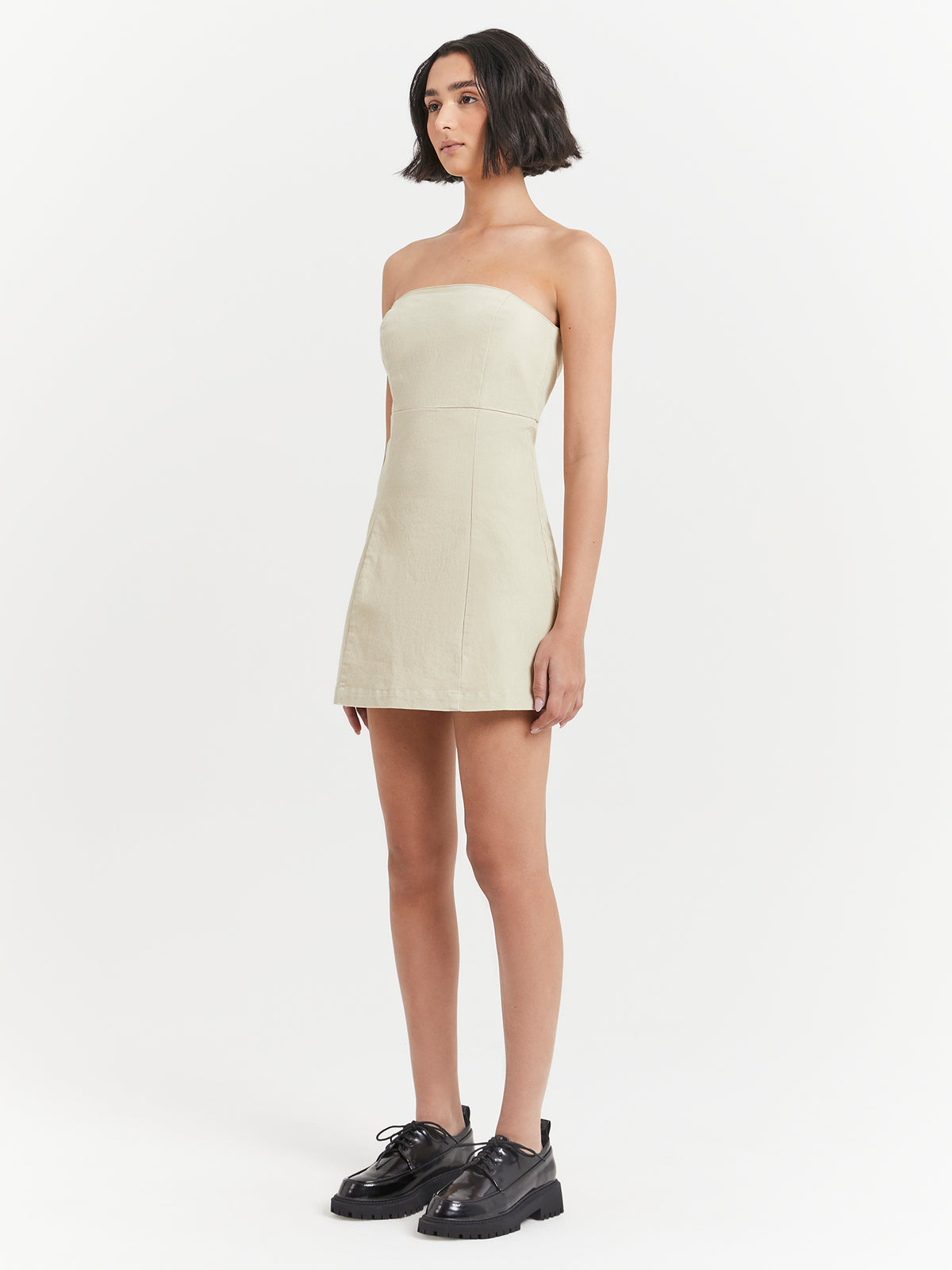 Carey Strapless Mini Dress in Oatmeal