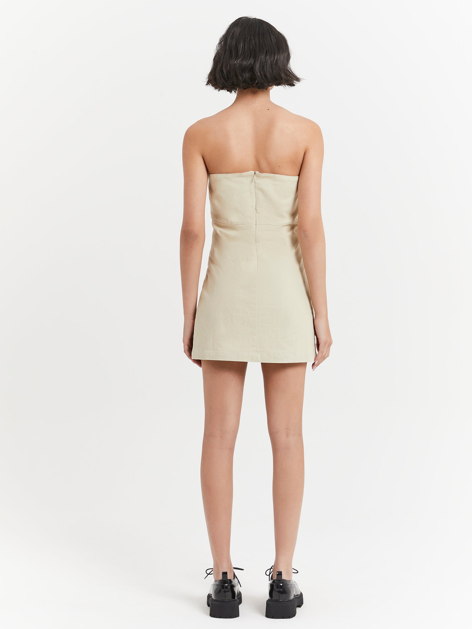 Carey Strapless Mini Dress in Oatmeal - Glue Store
