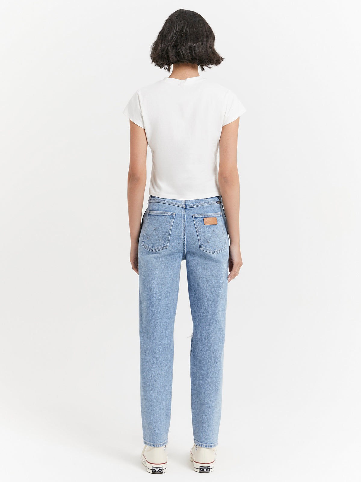 Drew Mom Jeans in Aura Blue