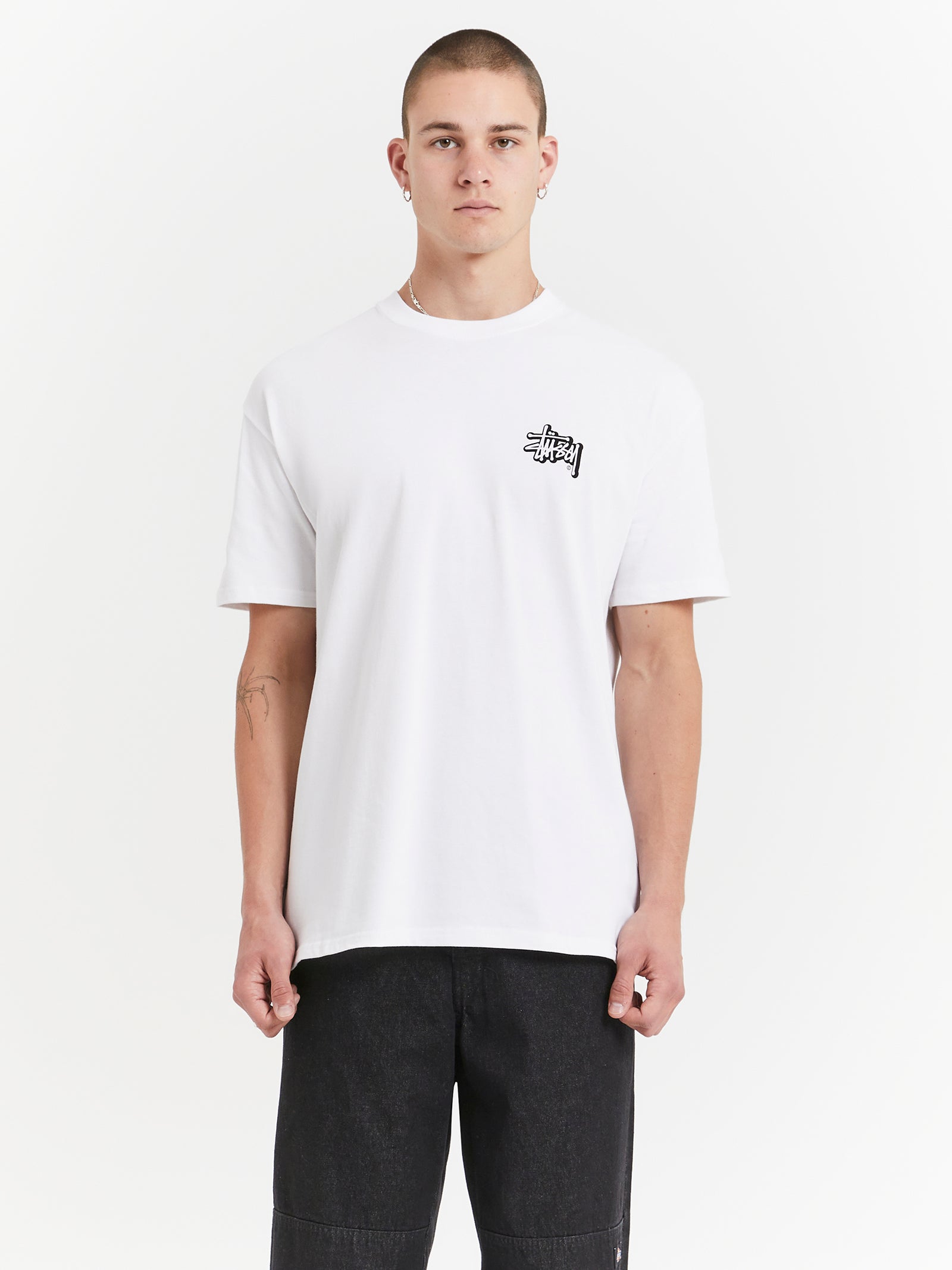 Solid Offset Graffiti Heavyweight T-Shirt in White - Glue Store