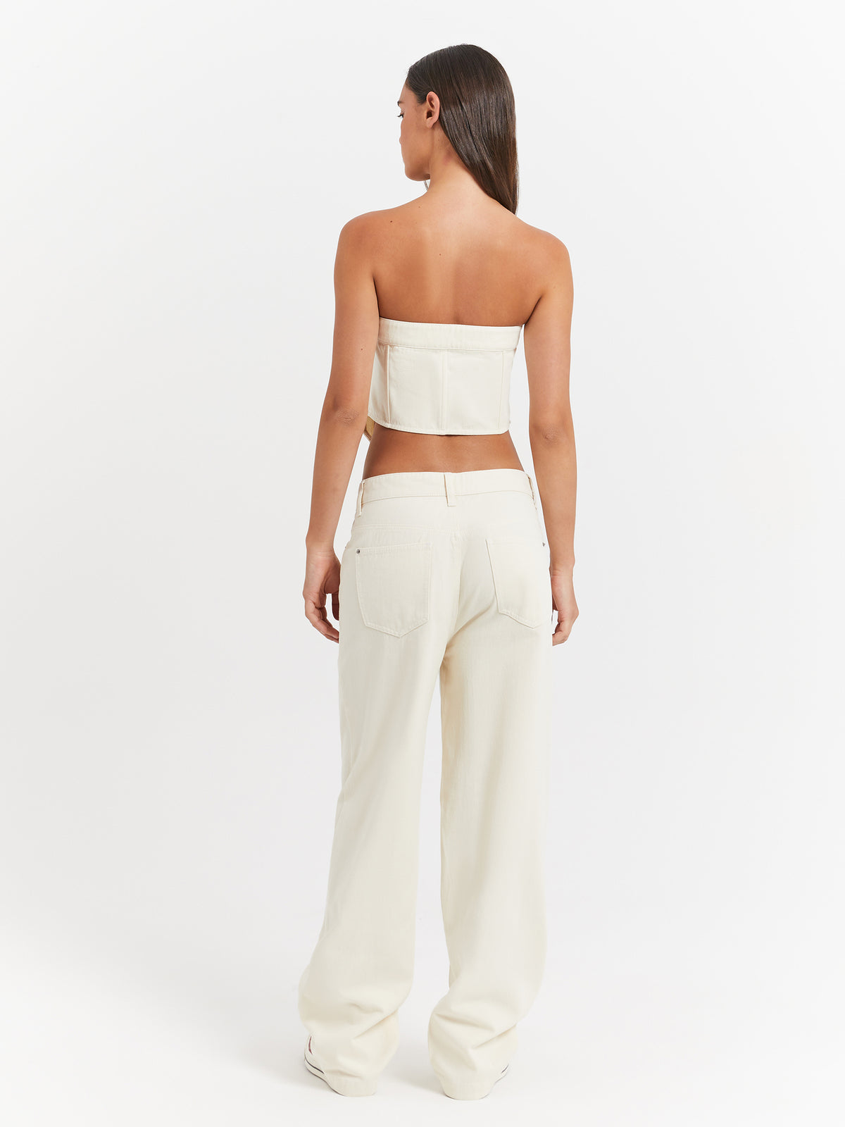 Lenny Low Rise Baggy Pants in Cream &amp; Off White