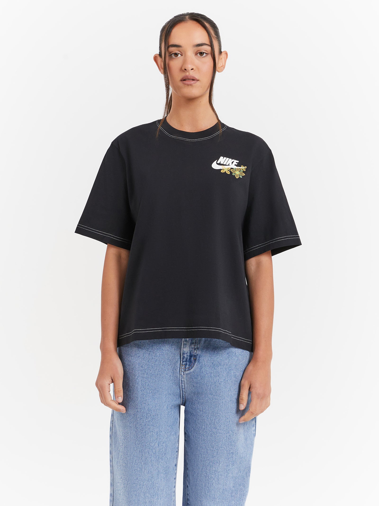 in Boxy OC1 Sportswear Store Sleeve Black Short T-Shirt - Glue