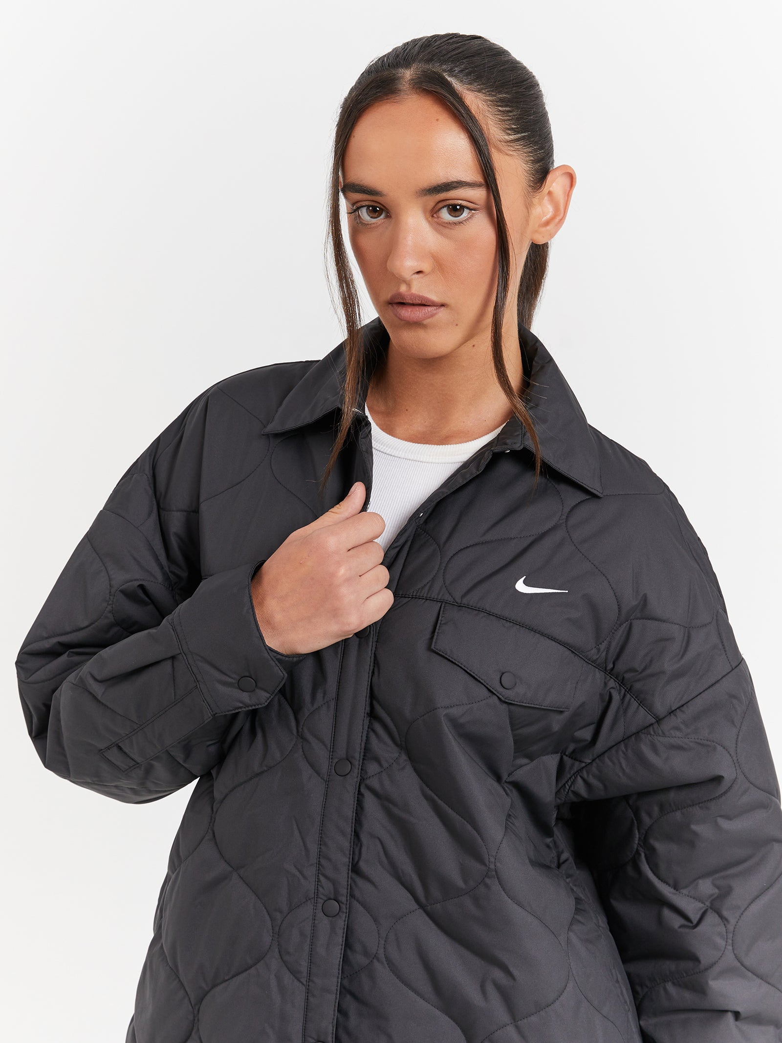 Sportswear Essentials Quilted Trench in Black & White