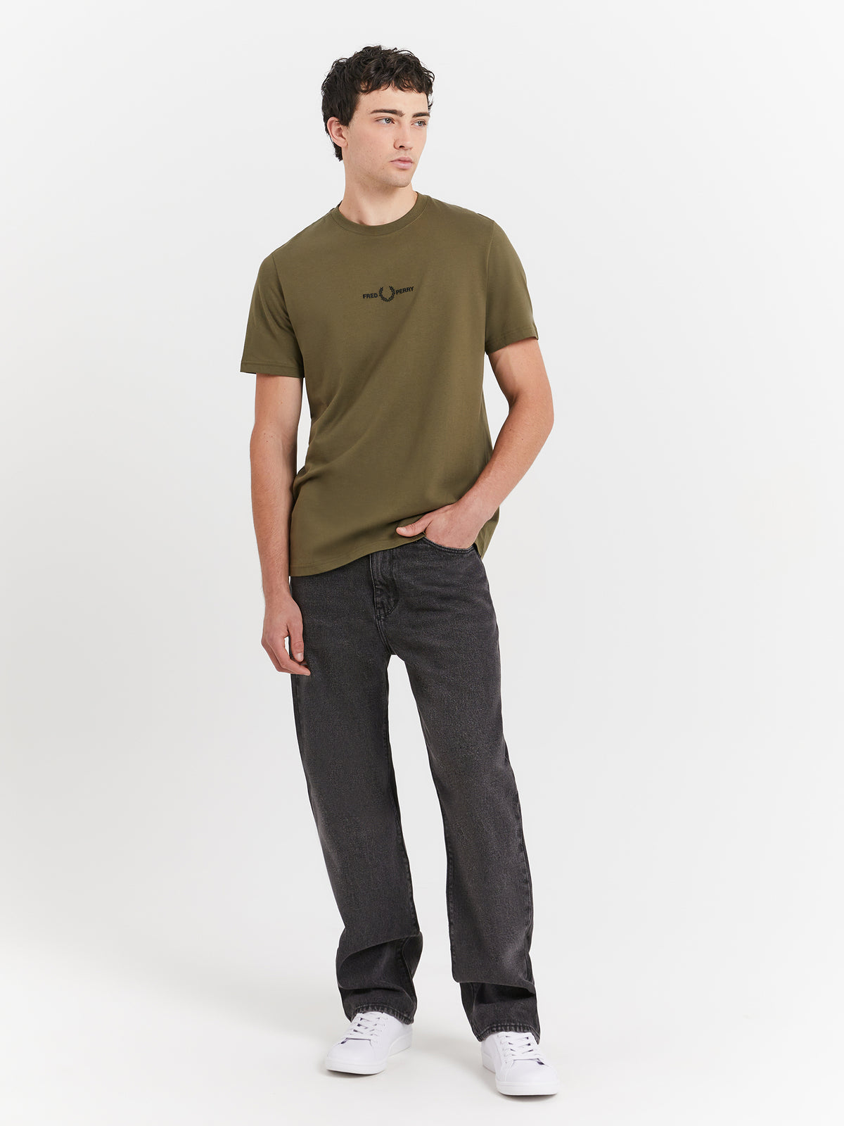 Embroidered T-Shirt in Uniform Green