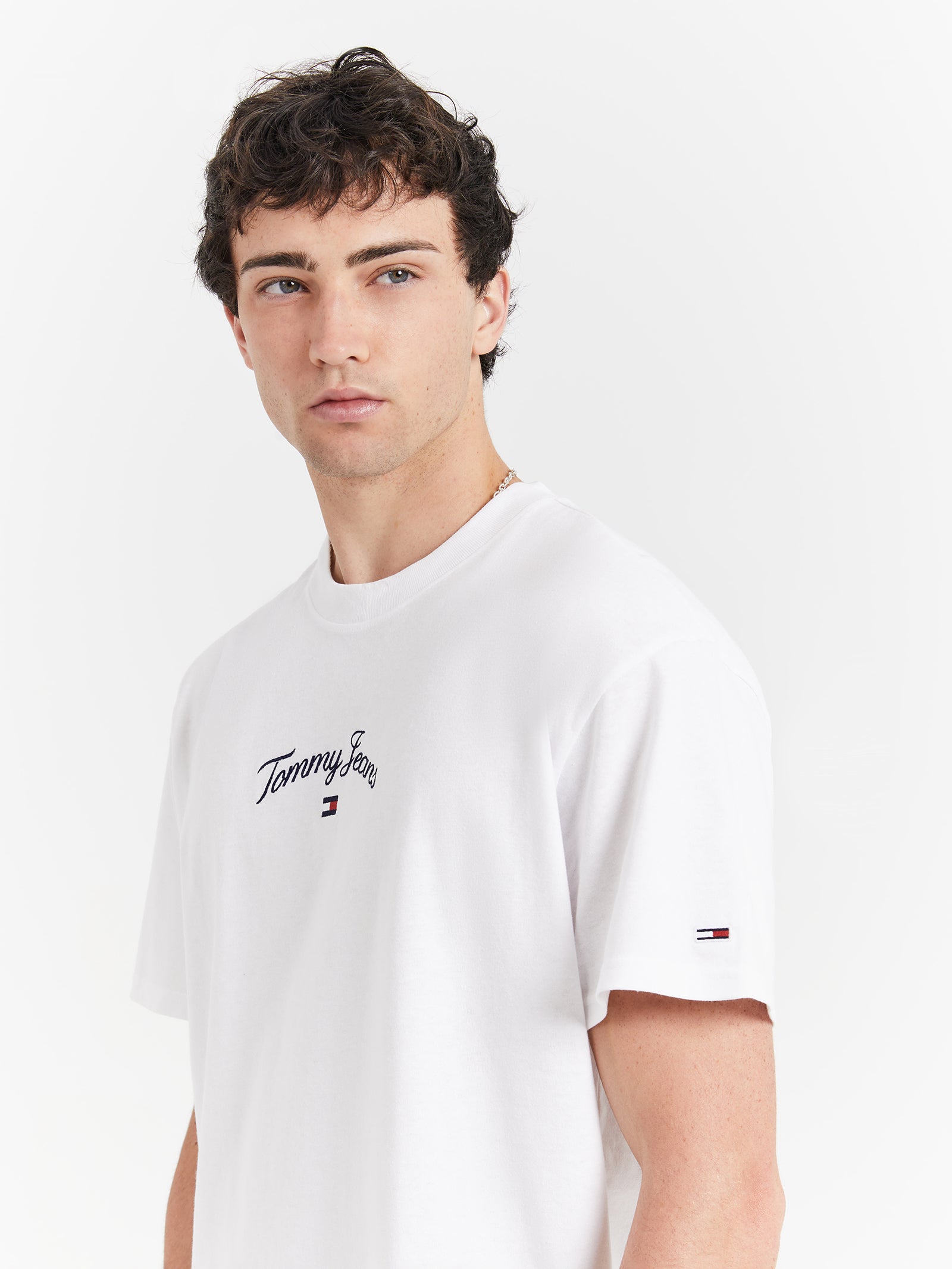 Relaxed Curved Serif Flag T-Shirt in White - Glue Store