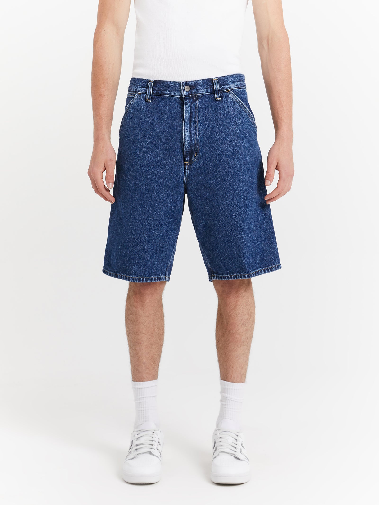 Single Knee Shorts in Blue Stone Washed - Glue Store