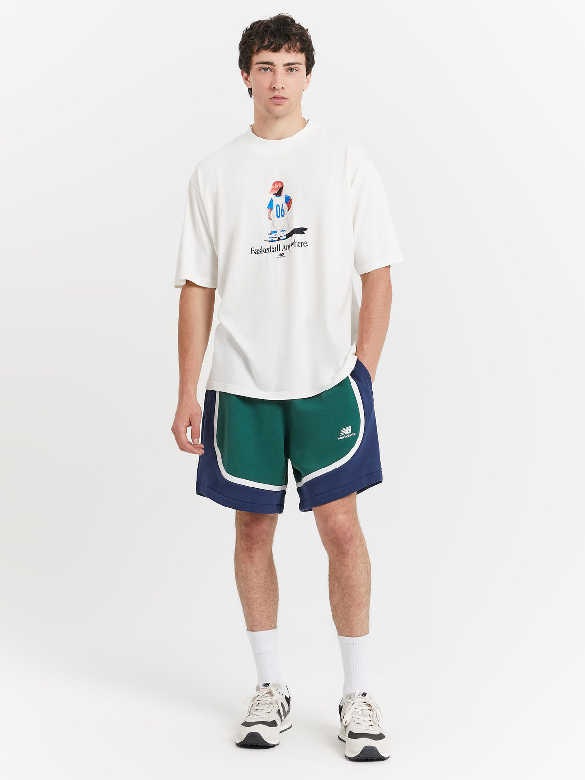Hoops Graphic Cotton Jersey Short Sleeve T-shirt in Sea Salt