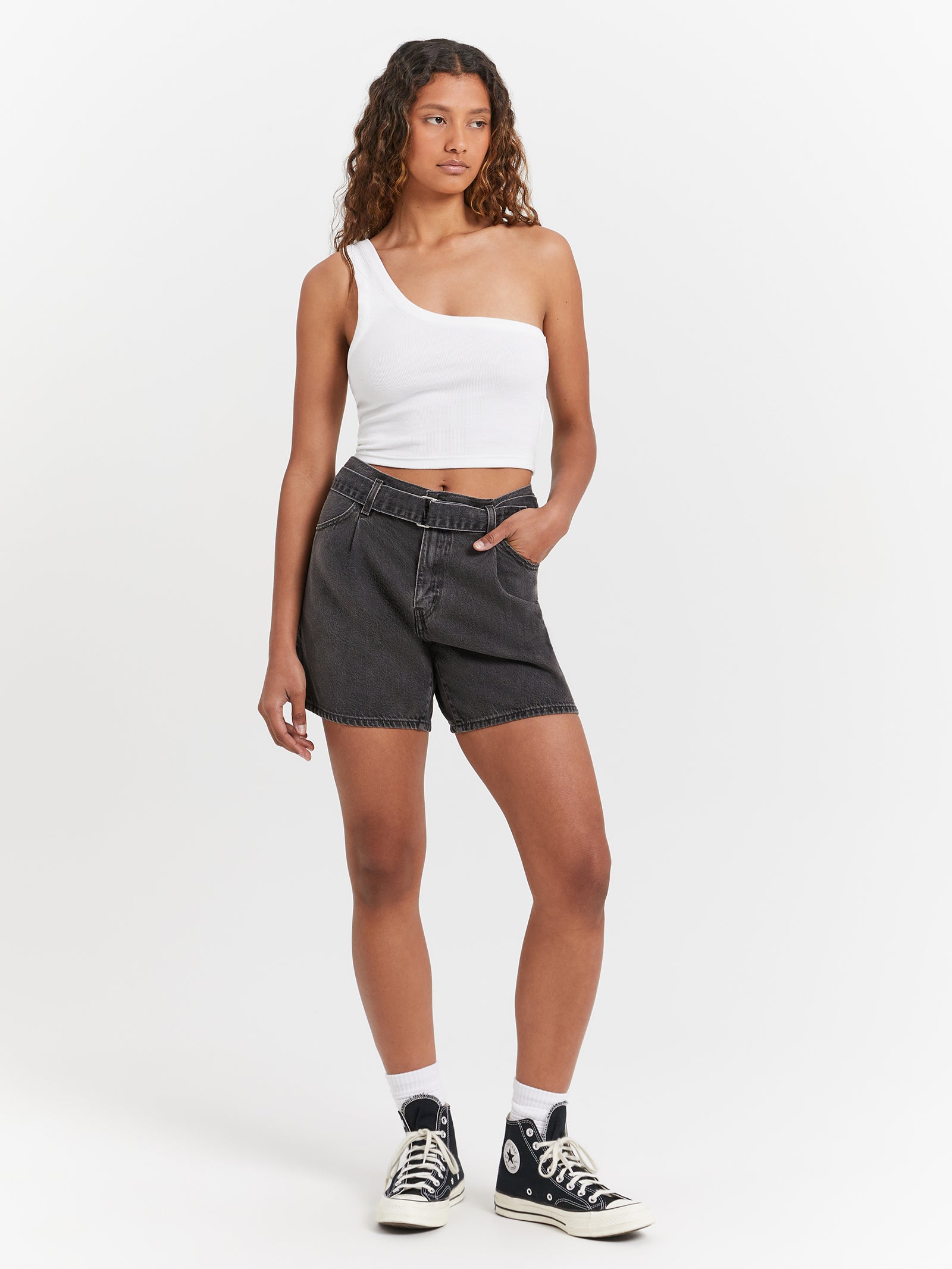 Belted Shorts in Lose Control Black