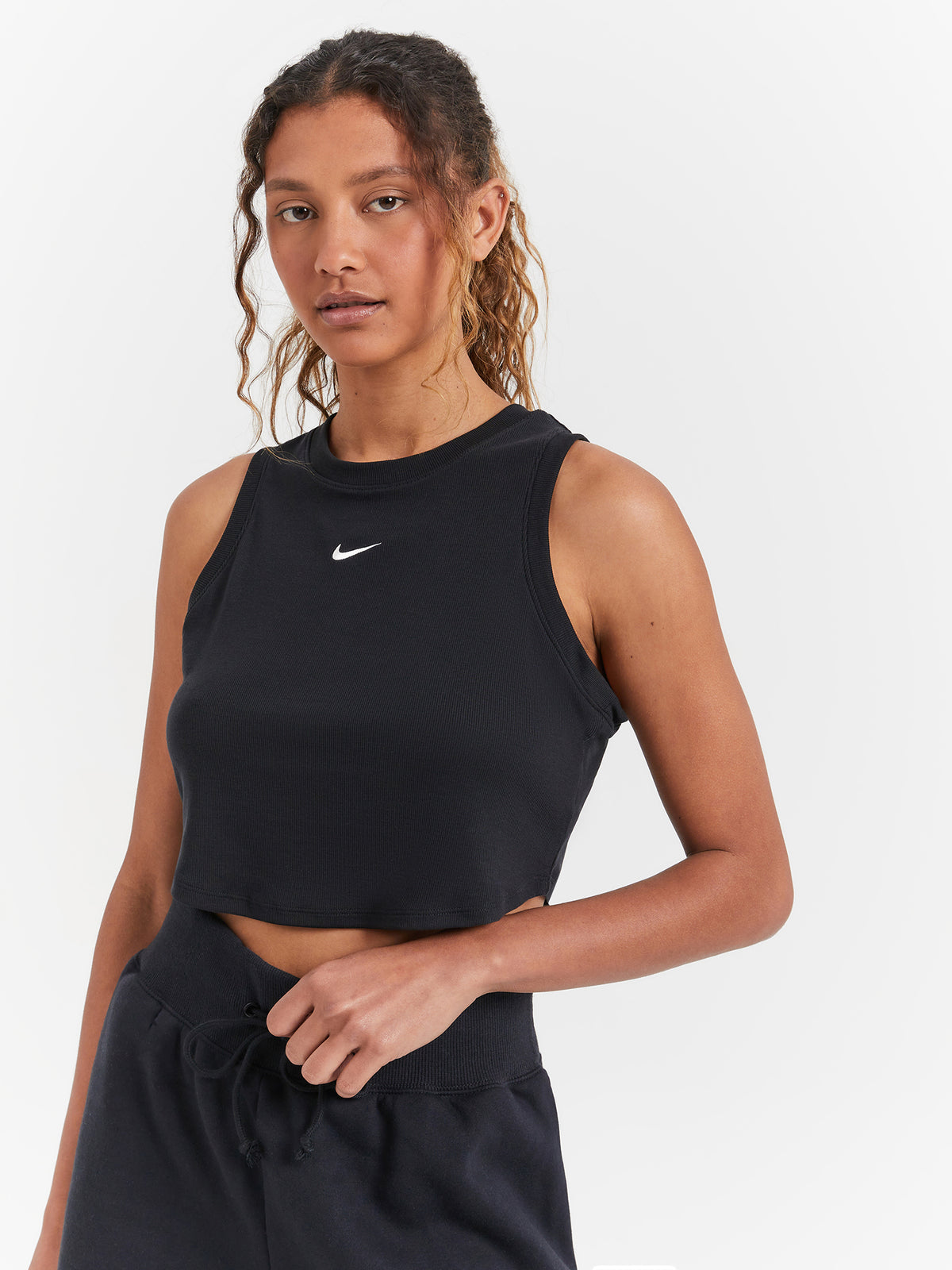 Nike Sportswear Essentials Ribbed Cropped Tank | Black Sail