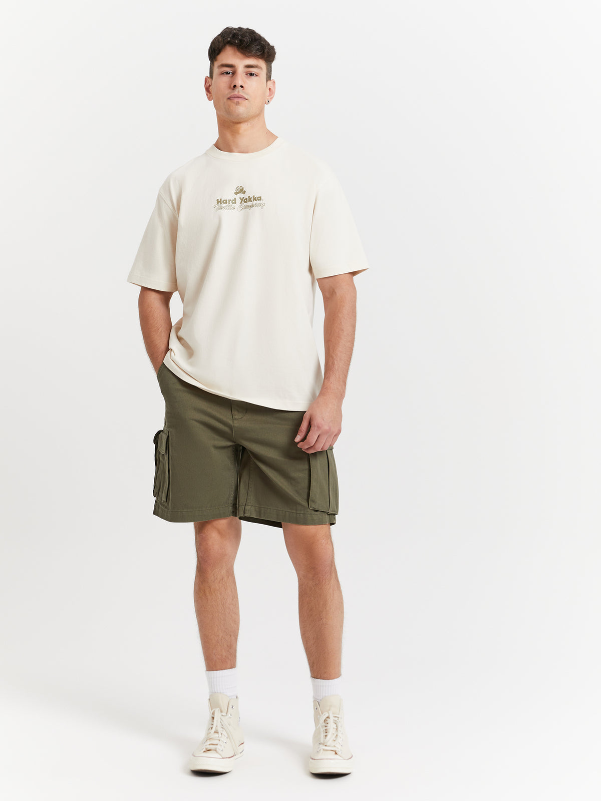 Thrills Hard Yakka Slacker Cargo Shorts | Army Green
