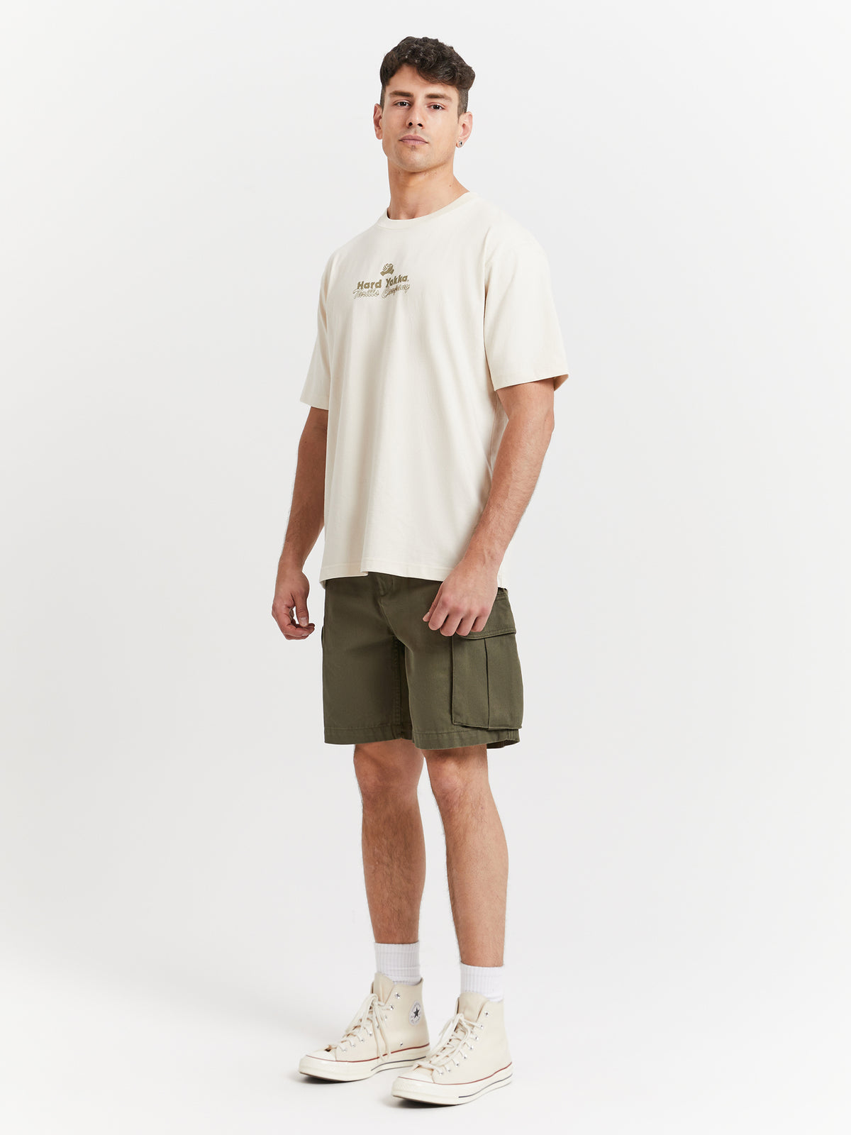 Thrills Hard Yakka Slacker Cargo Shorts | Army Green