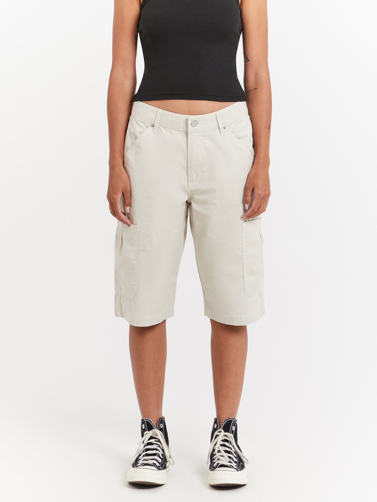 Beyond Her Naomi Long Shorts Ecru Glue Store - Main Image