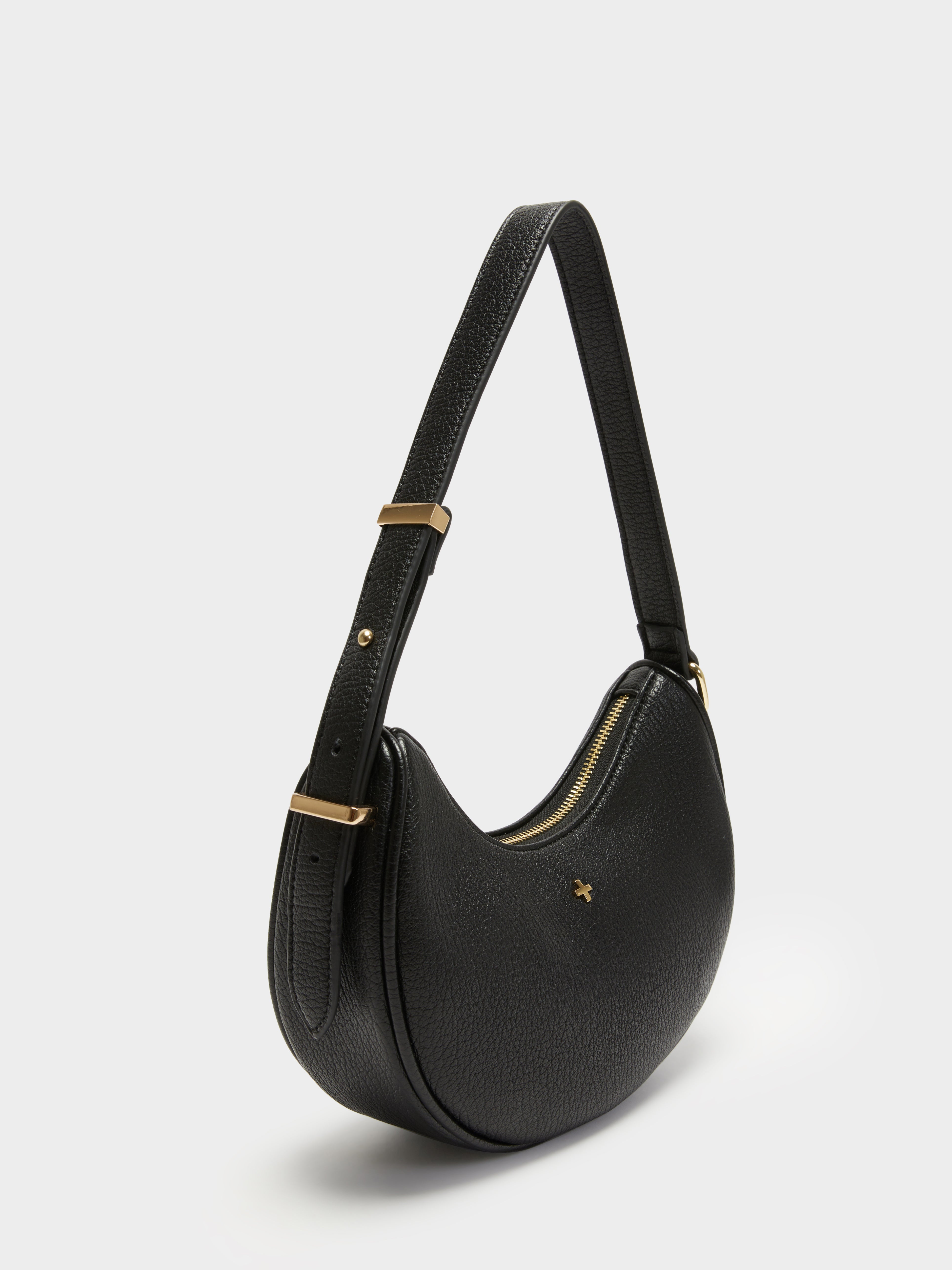 Latto Mini Shoulder Bag in Black Pebble Gold