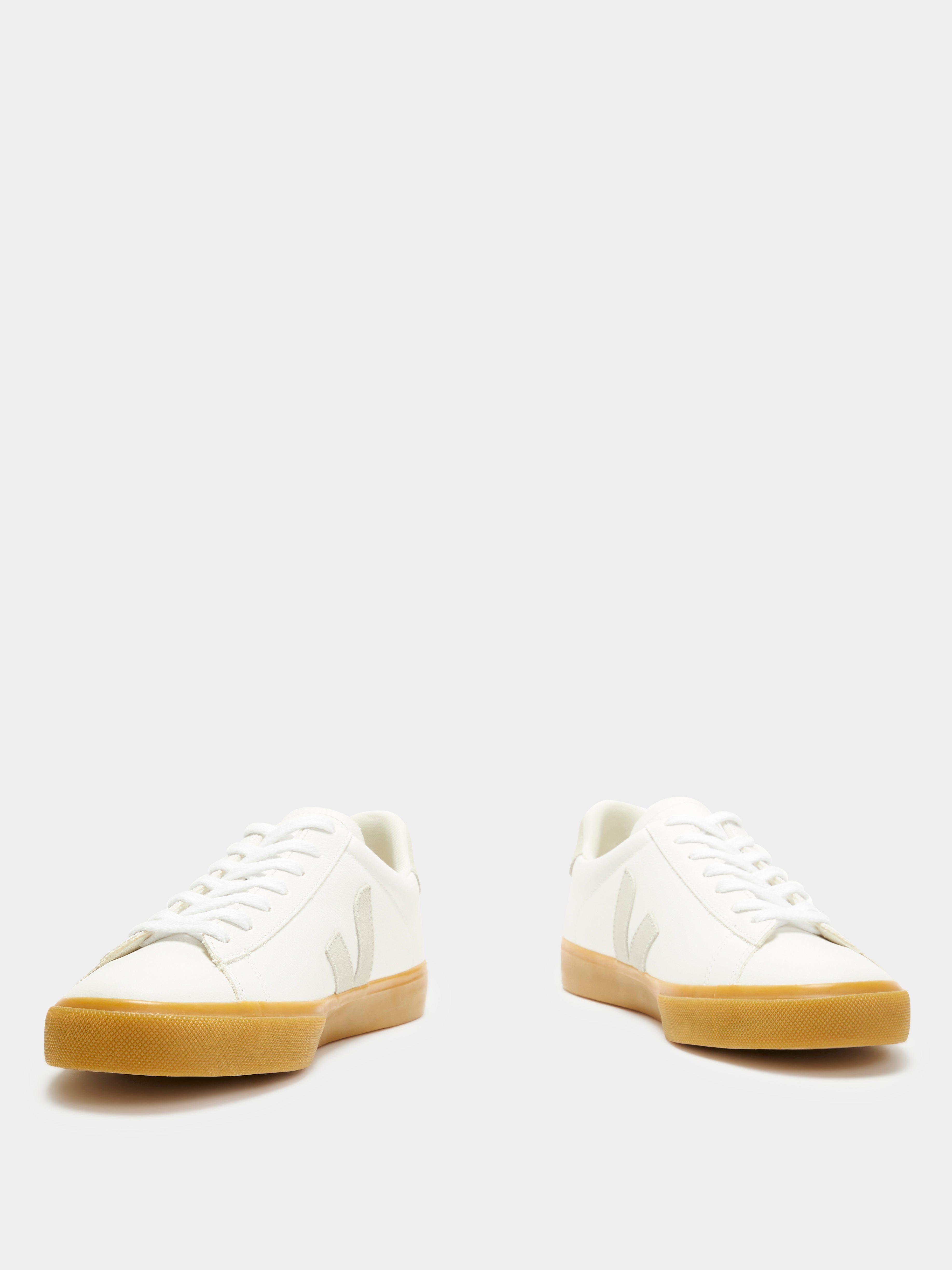 Mens Campo Leather Sneakers in White & Natural Gum