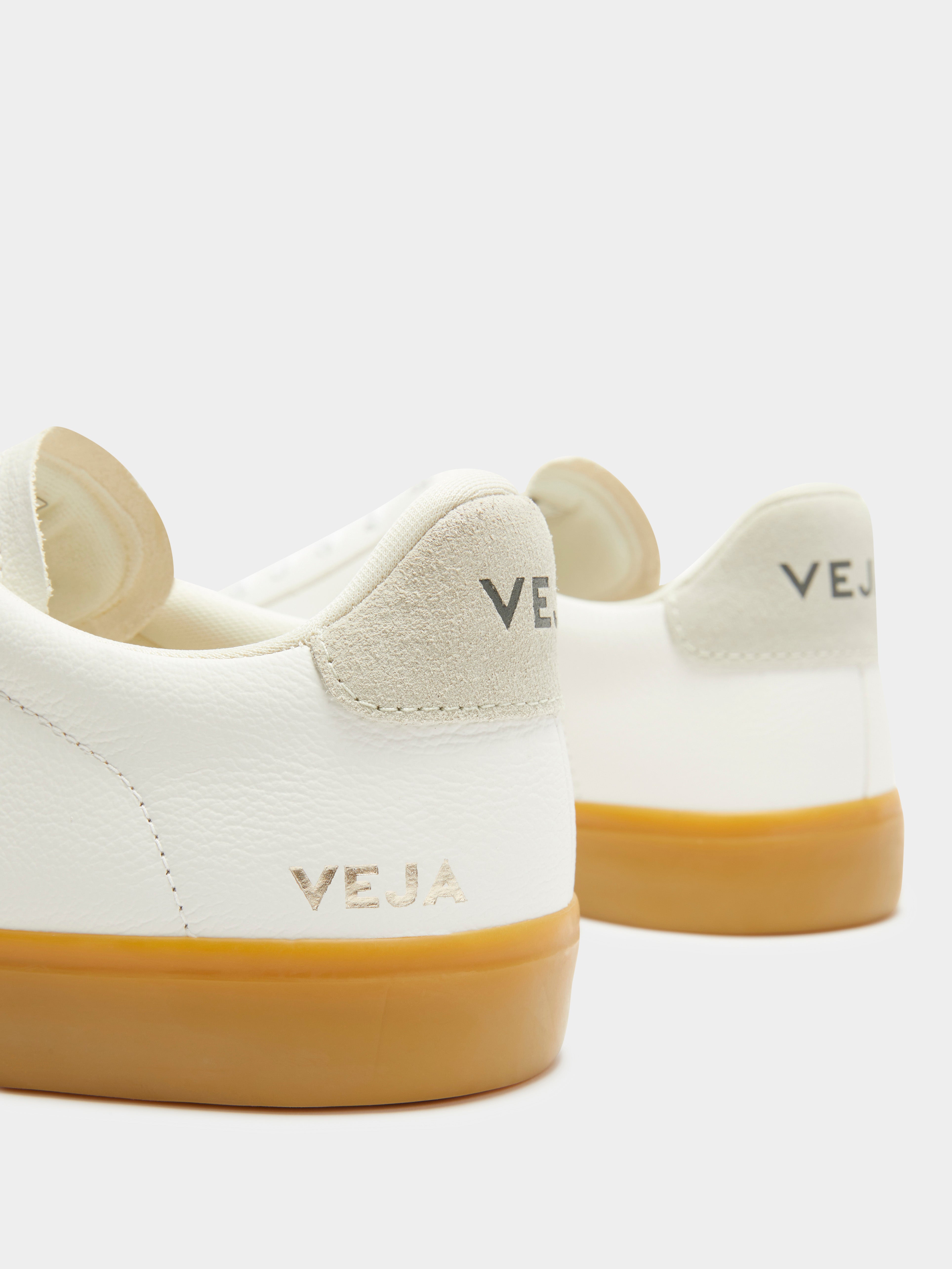 Mens Campo Leather Sneakers in White & Natural Gum