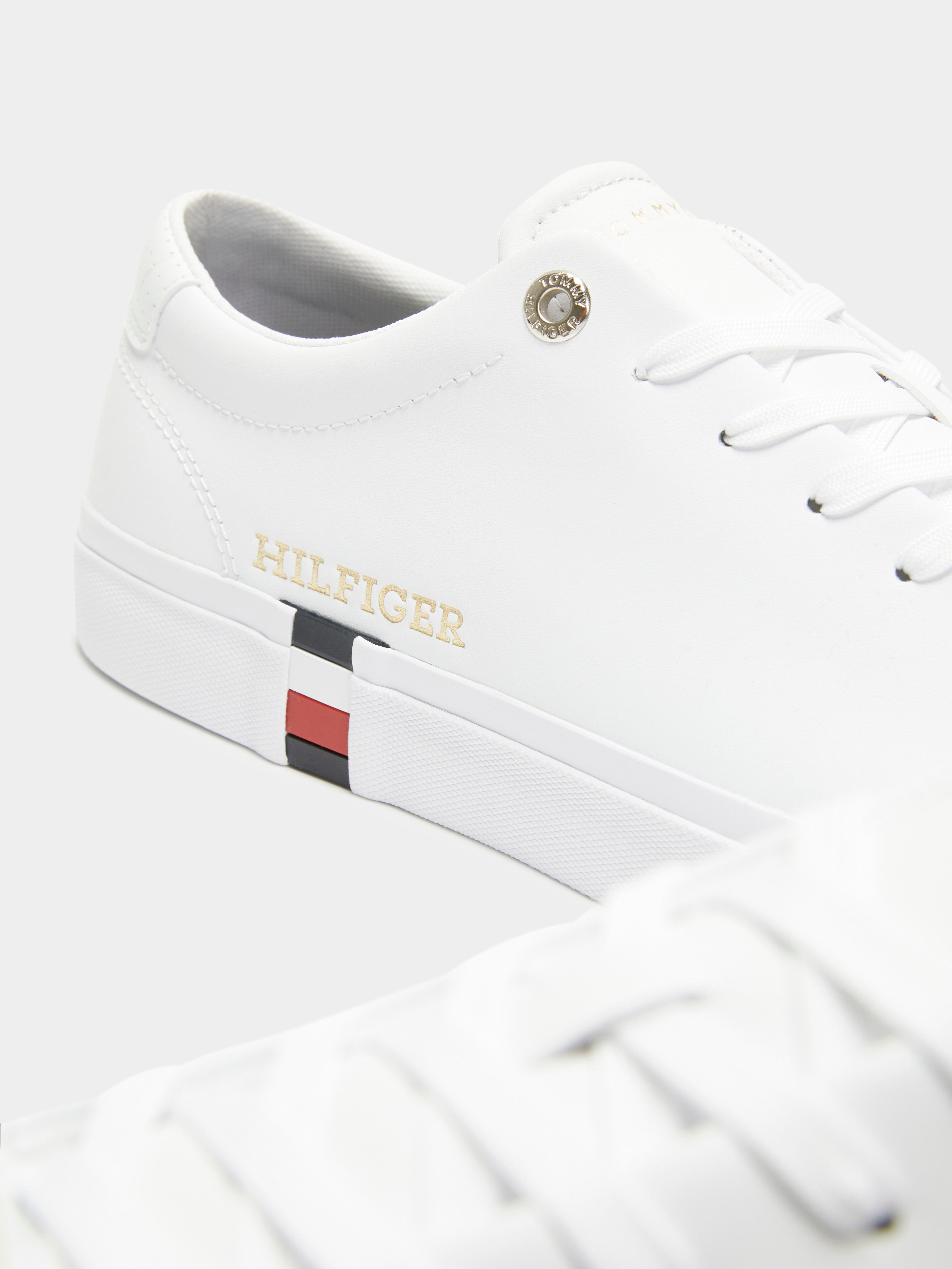 Mens Corp Leather Gold Detail Sneakers