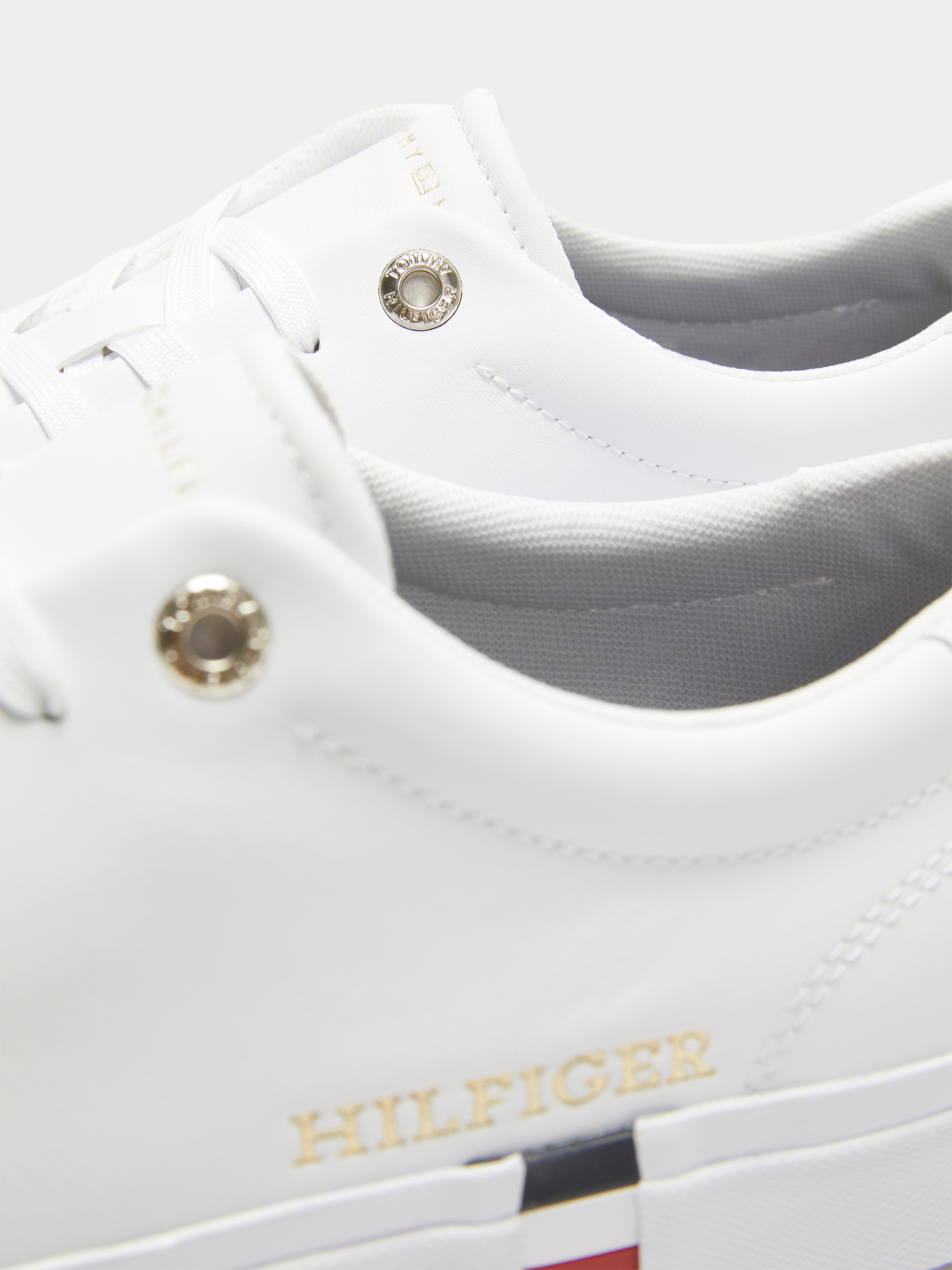 Mens Corp Leather Gold Detail Sneakers