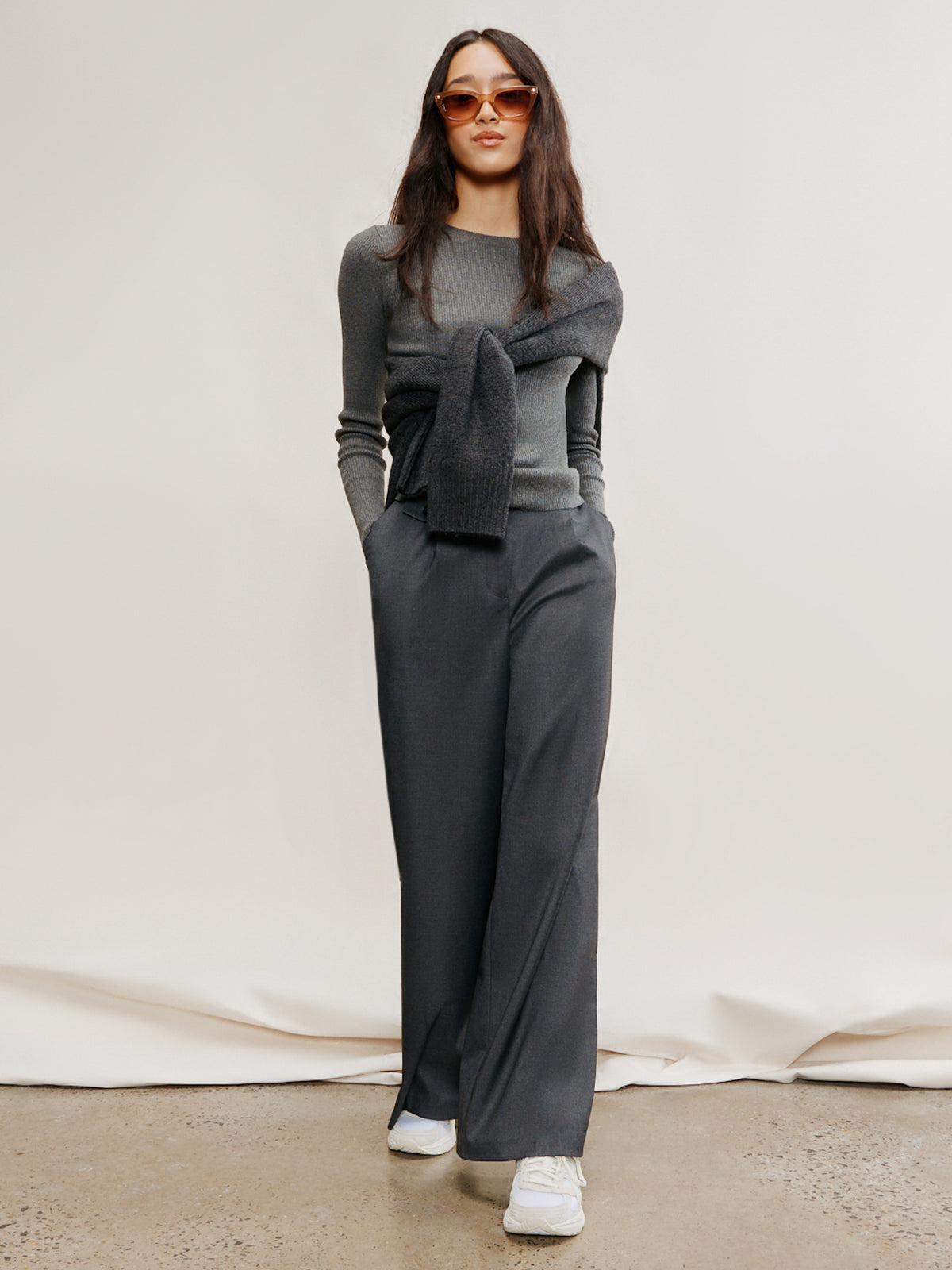 Nude Lucy Classic Long Sleeve Knit | Charcoal