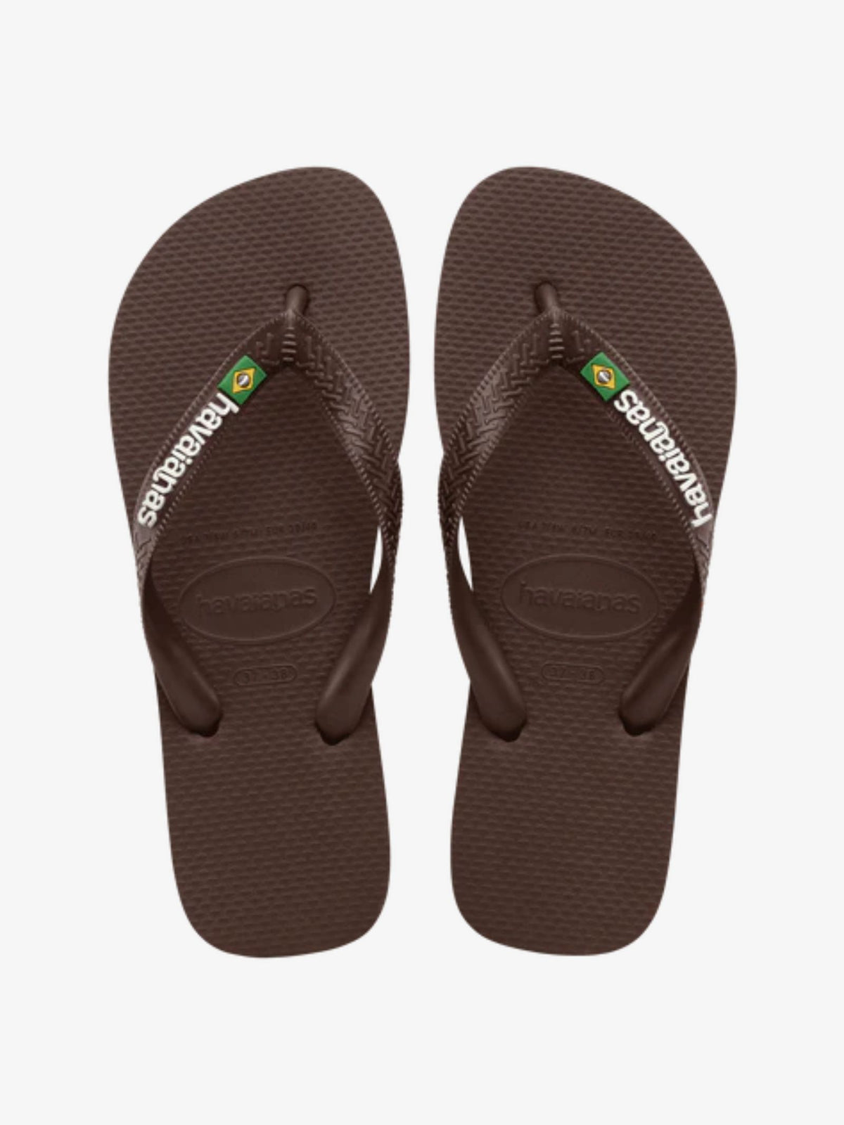 Havaianas Unisex Brazil Logo Flip Flops | Dark Brown/White