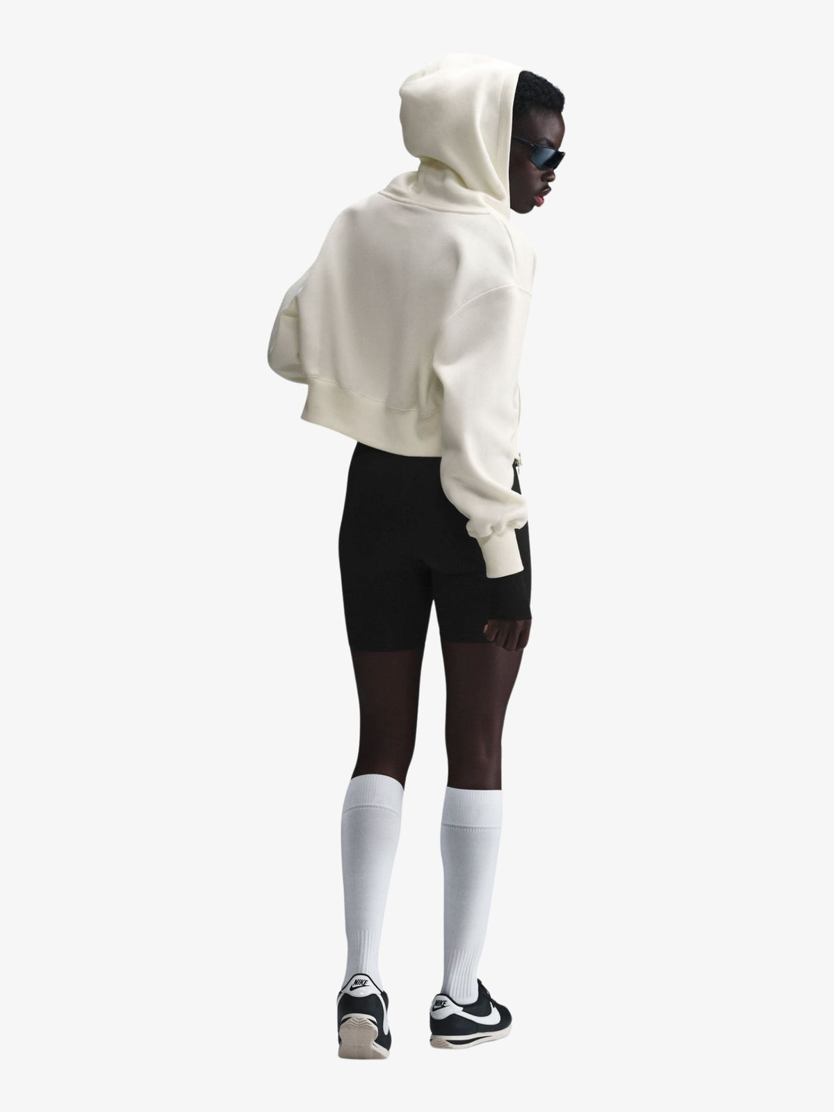 Nike Women's Loose Crop Full Zip Hoodie | Sail/Black