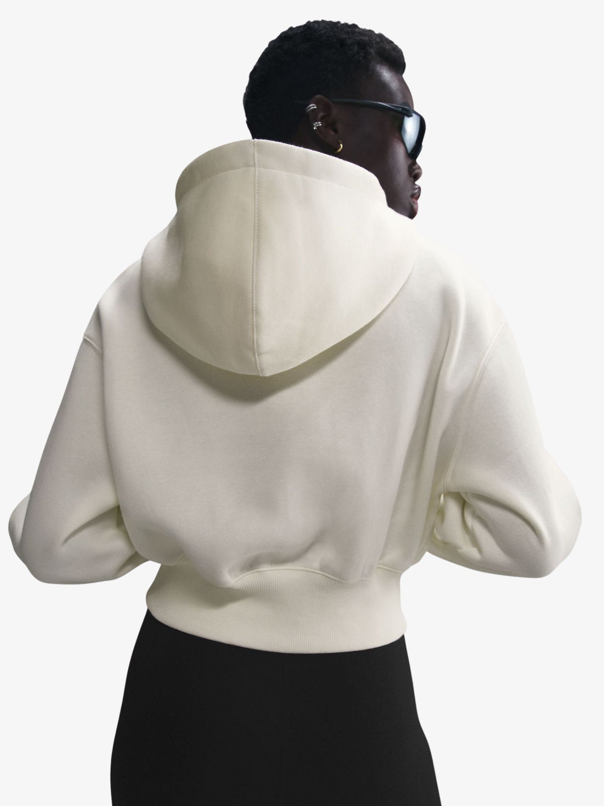 Nike Women's Loose Crop Full Zip Hoodie | Sail/Black