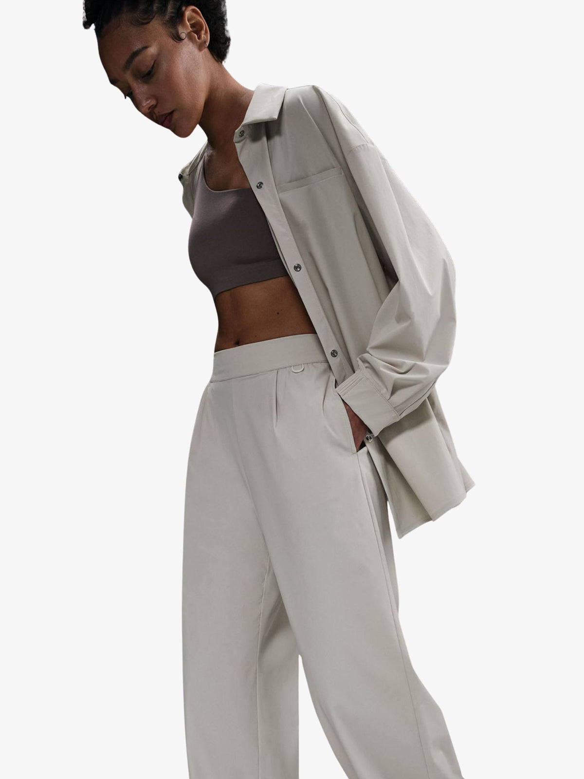 Nike Women's Dri-Fit High-Waisted Loose Wide-Leg Pants | Lt Orewood Brn/Lt Iron Ore