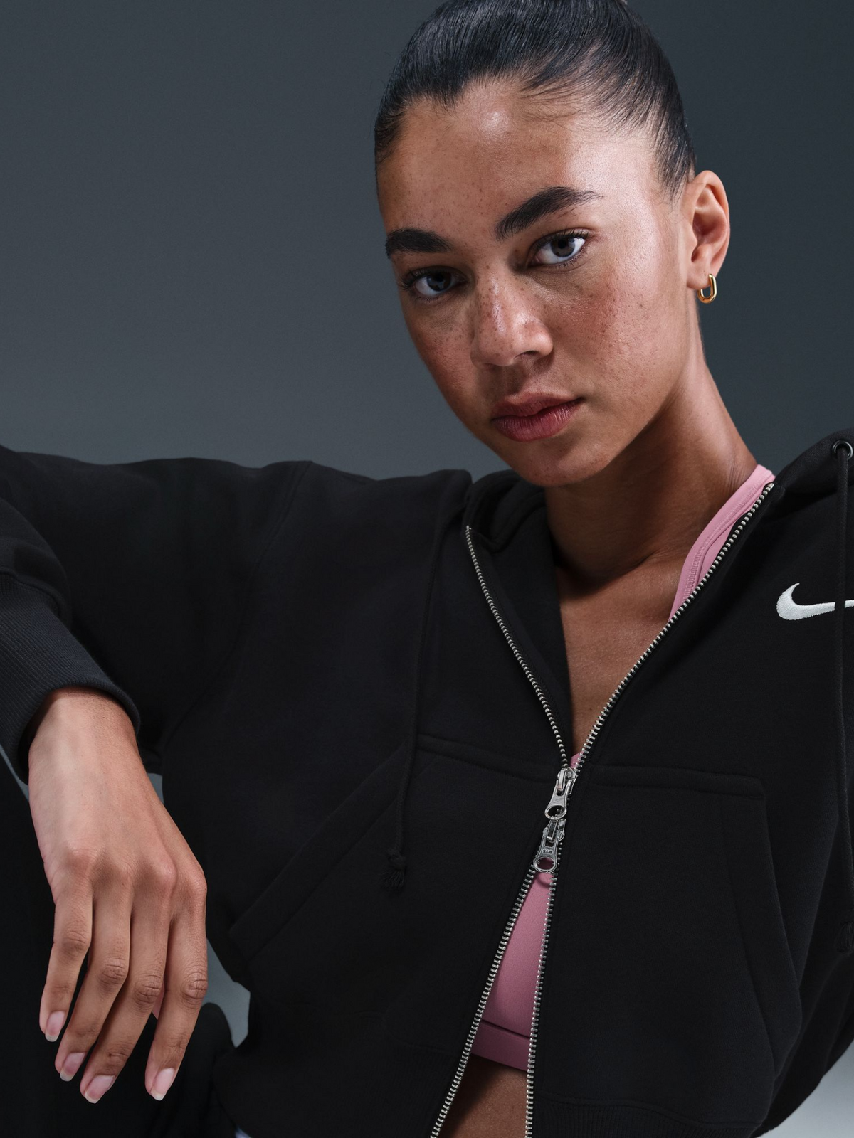 Nike NSW Phoenix Fleece Cropped Hoodie | Black/Sail