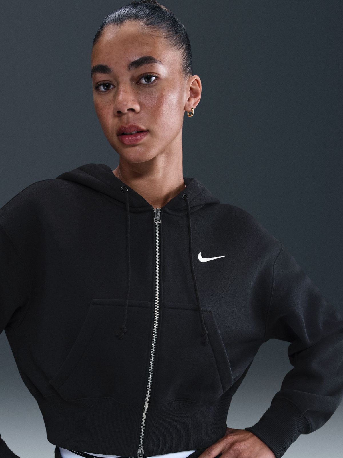 Nike NSW Phoenix Fleece Cropped Hoodie | Black/Sail