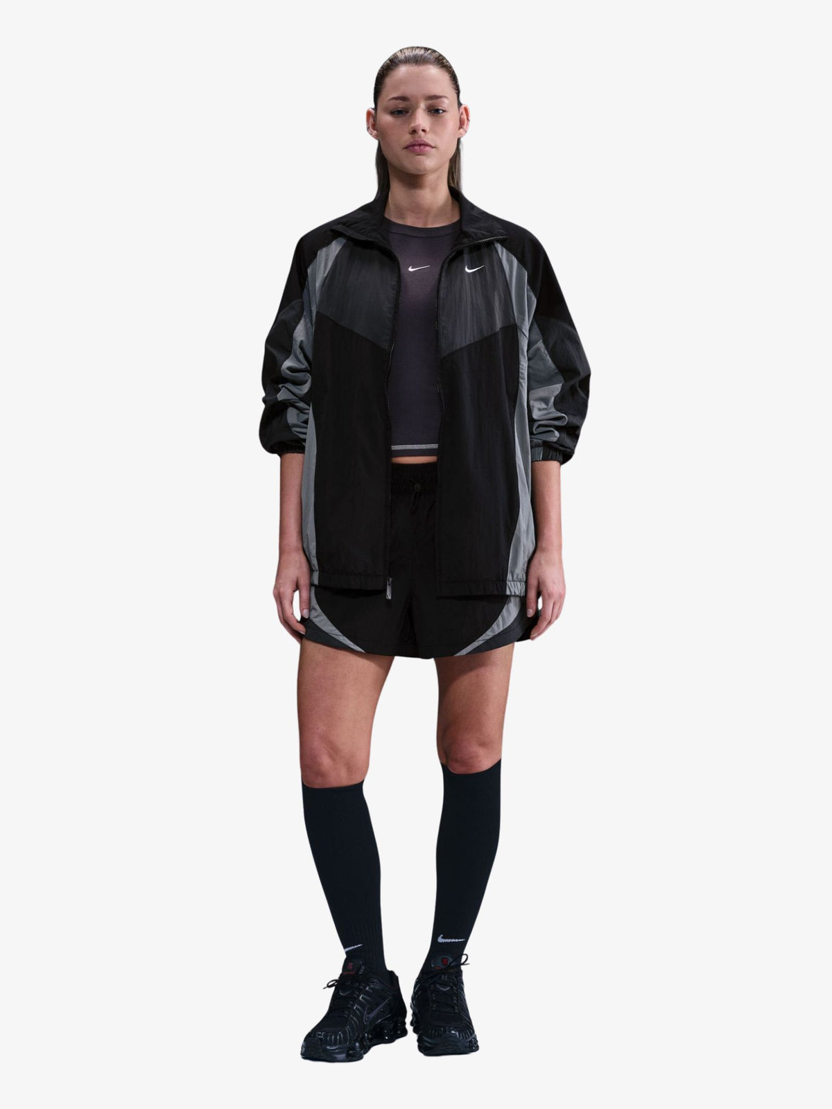 Nike Women's Street Oversized Track Jacket | Blk/Dk Smk Gry/Smk Gry/Sl