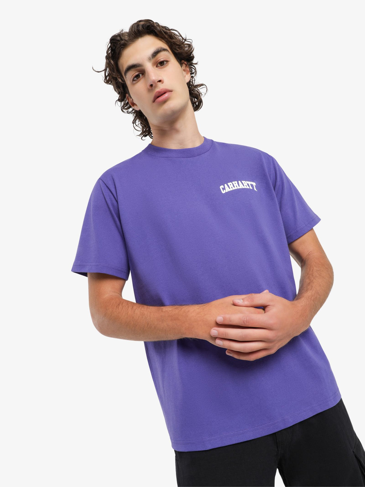 Carhartt Wip S/S Sleeve University Script T-Shirt | Purple/Whi