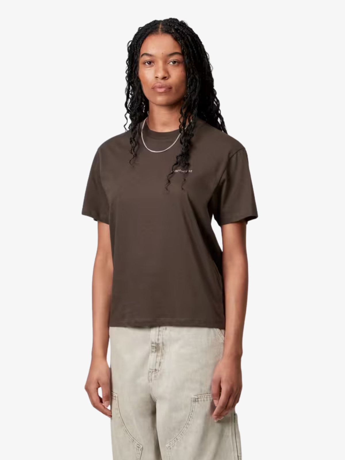 Carhartt Wip Women's Short Sleeve Script Embroidery T-Shirt | Vitola/ Phlox