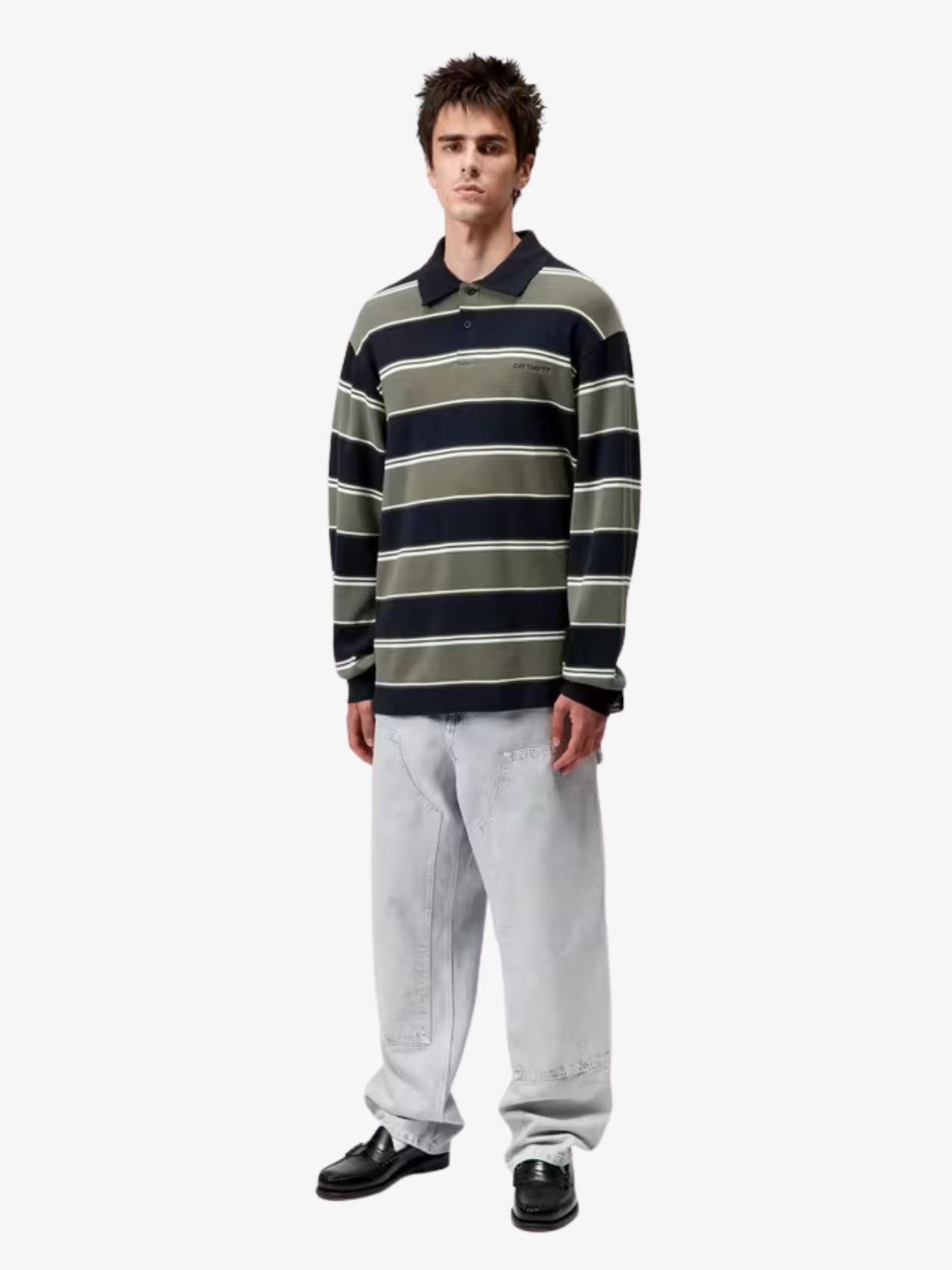 Carhartt Wip Long Sleeve Malone Rugby Shirt | Malone Stripe/Darkbrick