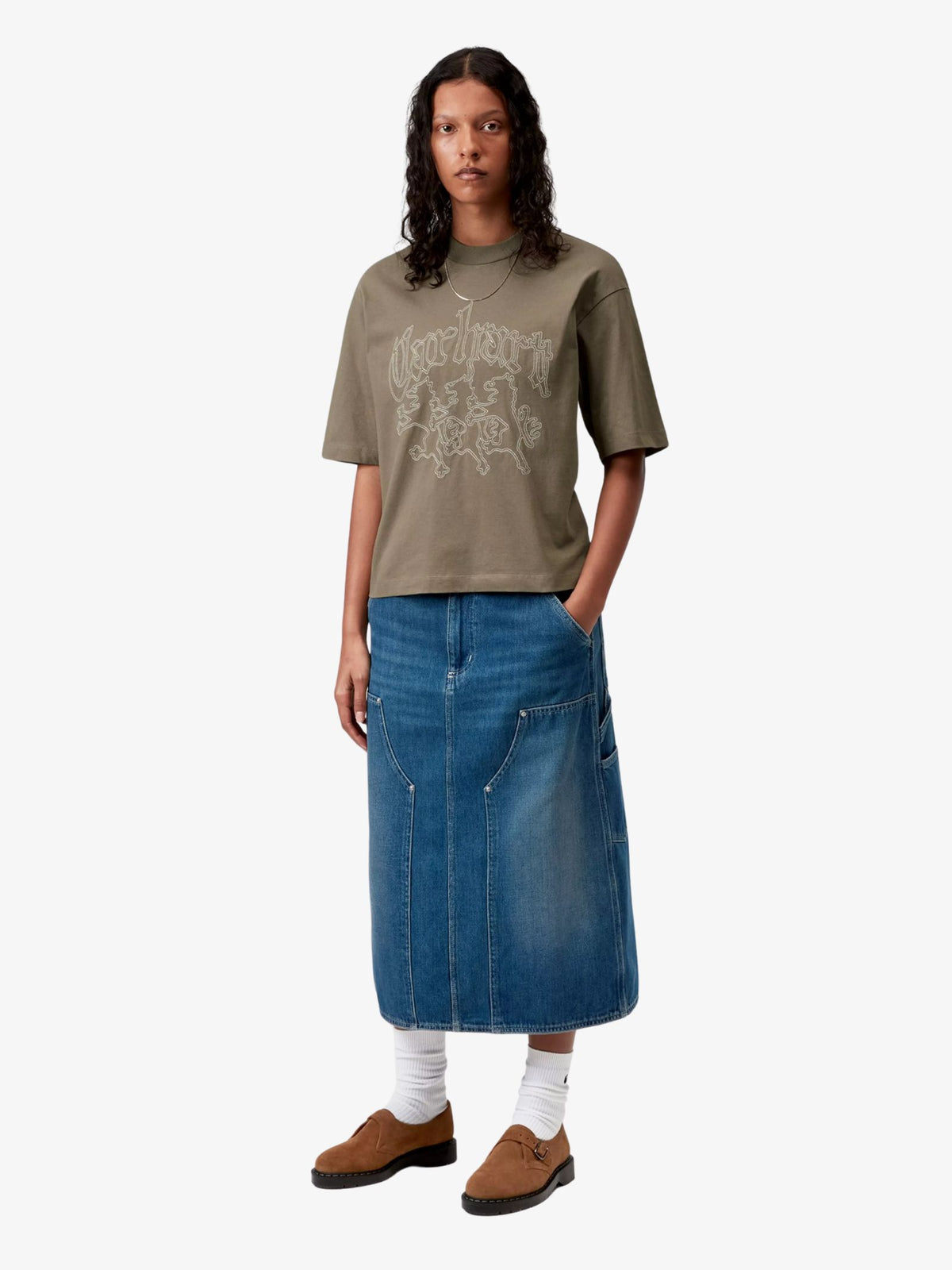 Carhartt Wip Women's Hackwork T-Shirt | Brass/ Salt