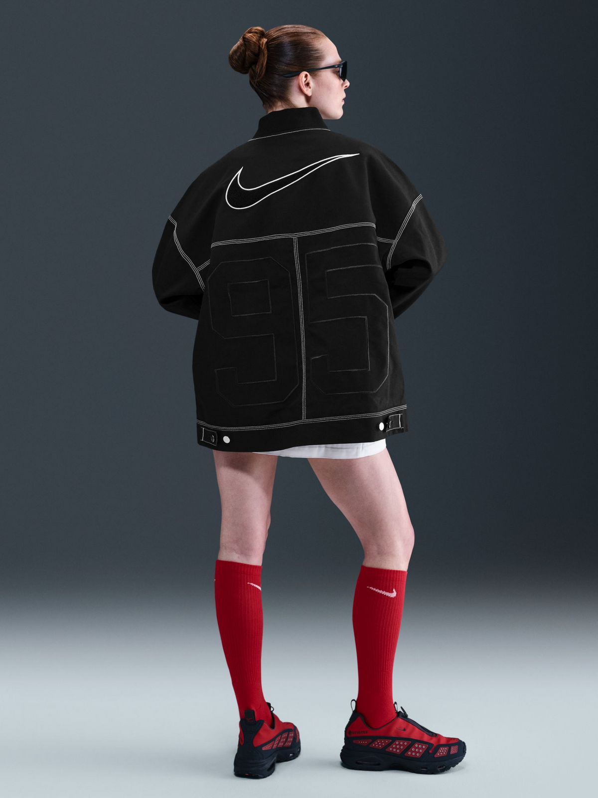 Nike NSW Oversized Graphic Cargo Jacket | Black/Summit White