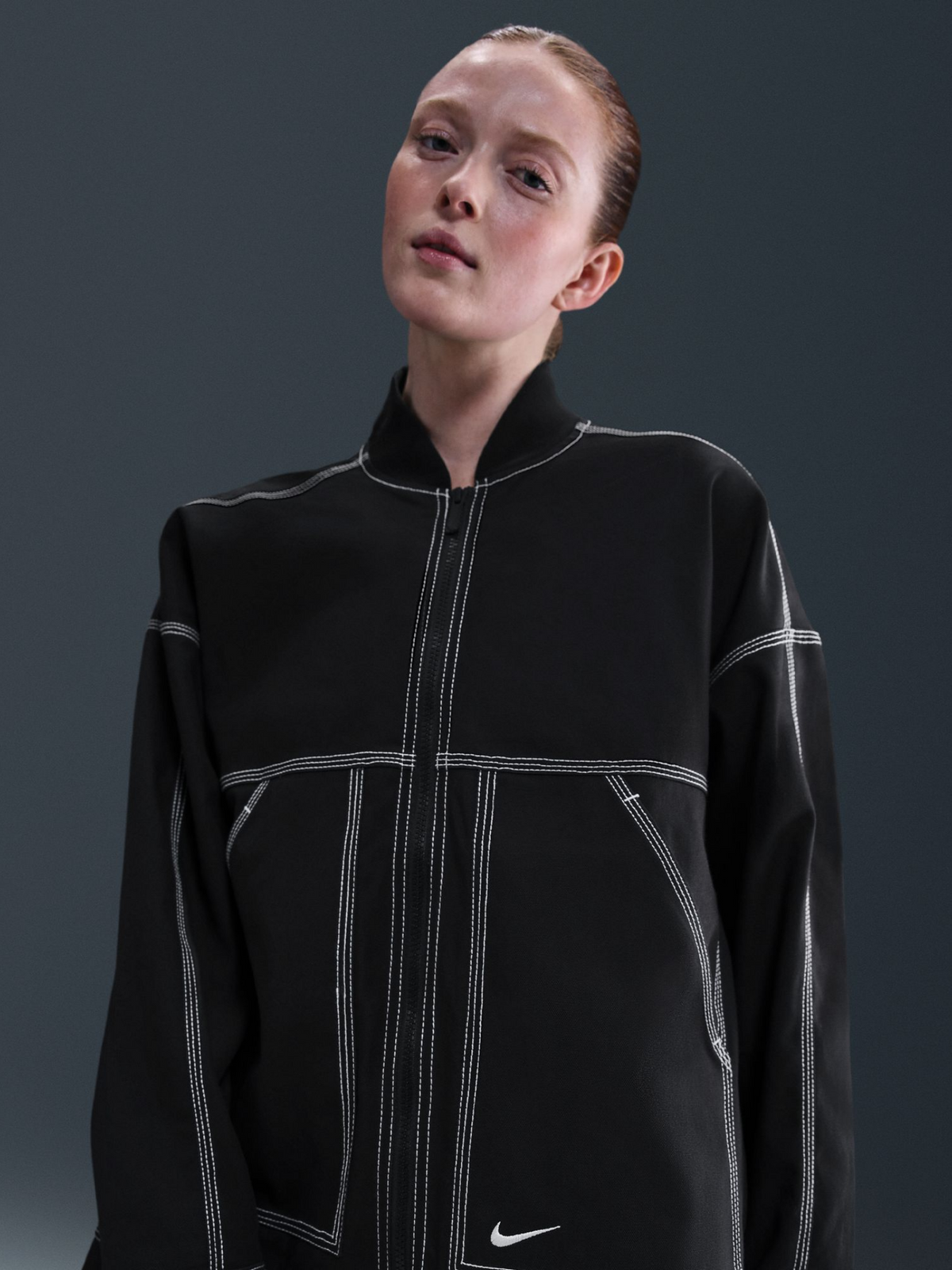 Nike NSW Oversized Graphic Cargo Jacket | Black/Summit White