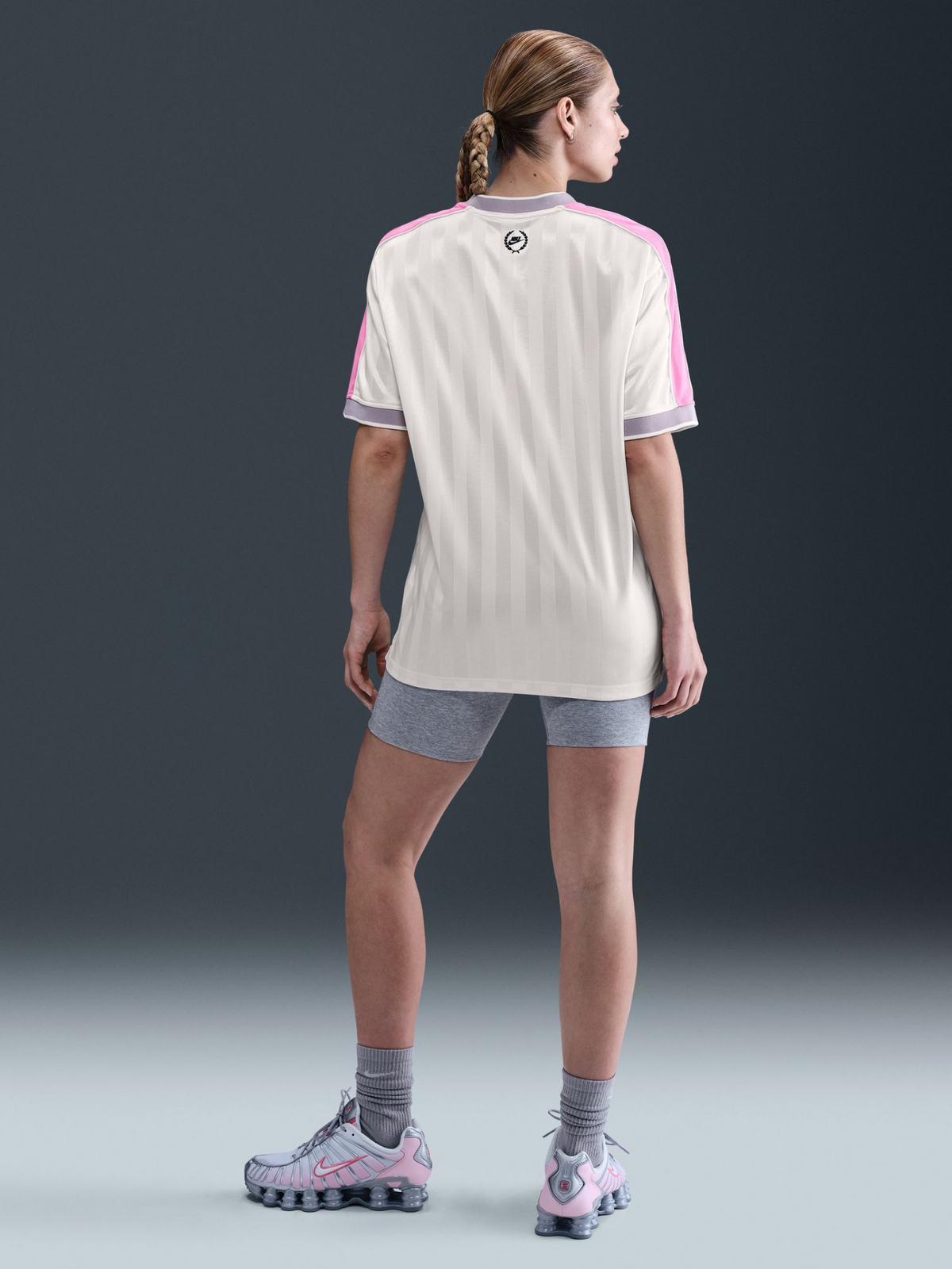 Nike NSW V Neck Jersey | Sail/Plyfl Pnk/Clg Gry/Blk