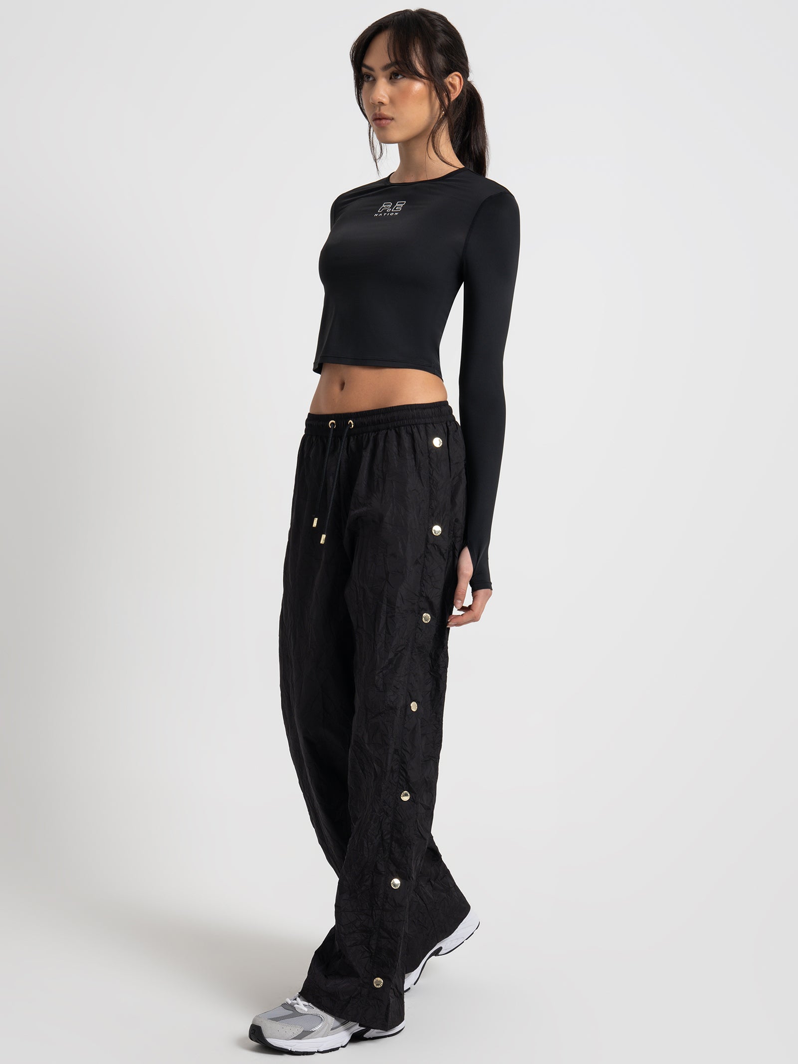 Volley Side Snap Pants in Black & Gold