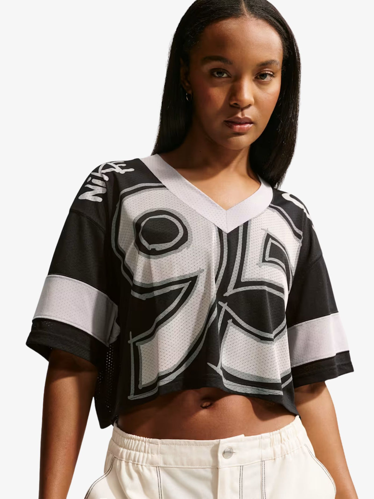 Nike Women's NSW Cropped Jersey | BLACK/LT SMOKE GREY/CHALK