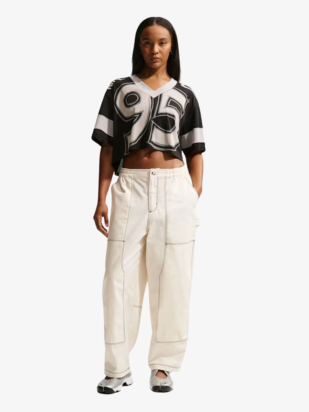 Nike Women's NSW Cropped Jersey | BLACK/LT SMOKE GREY/CHALK