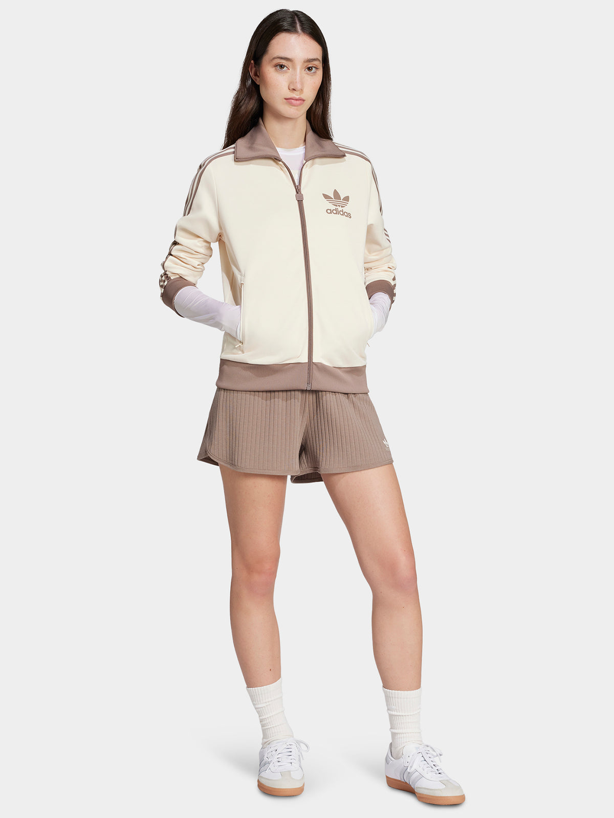Adidas Classic Track Top | Wonder White/Trace Brown
