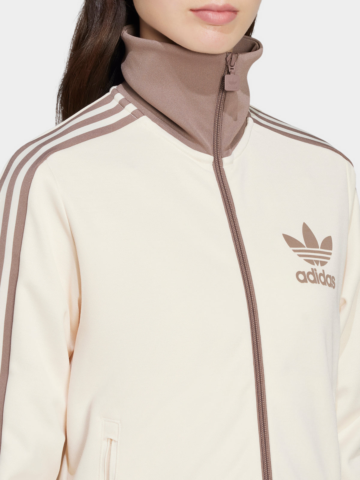Adidas Classic Track Top | Wonder White/Trace Brown
