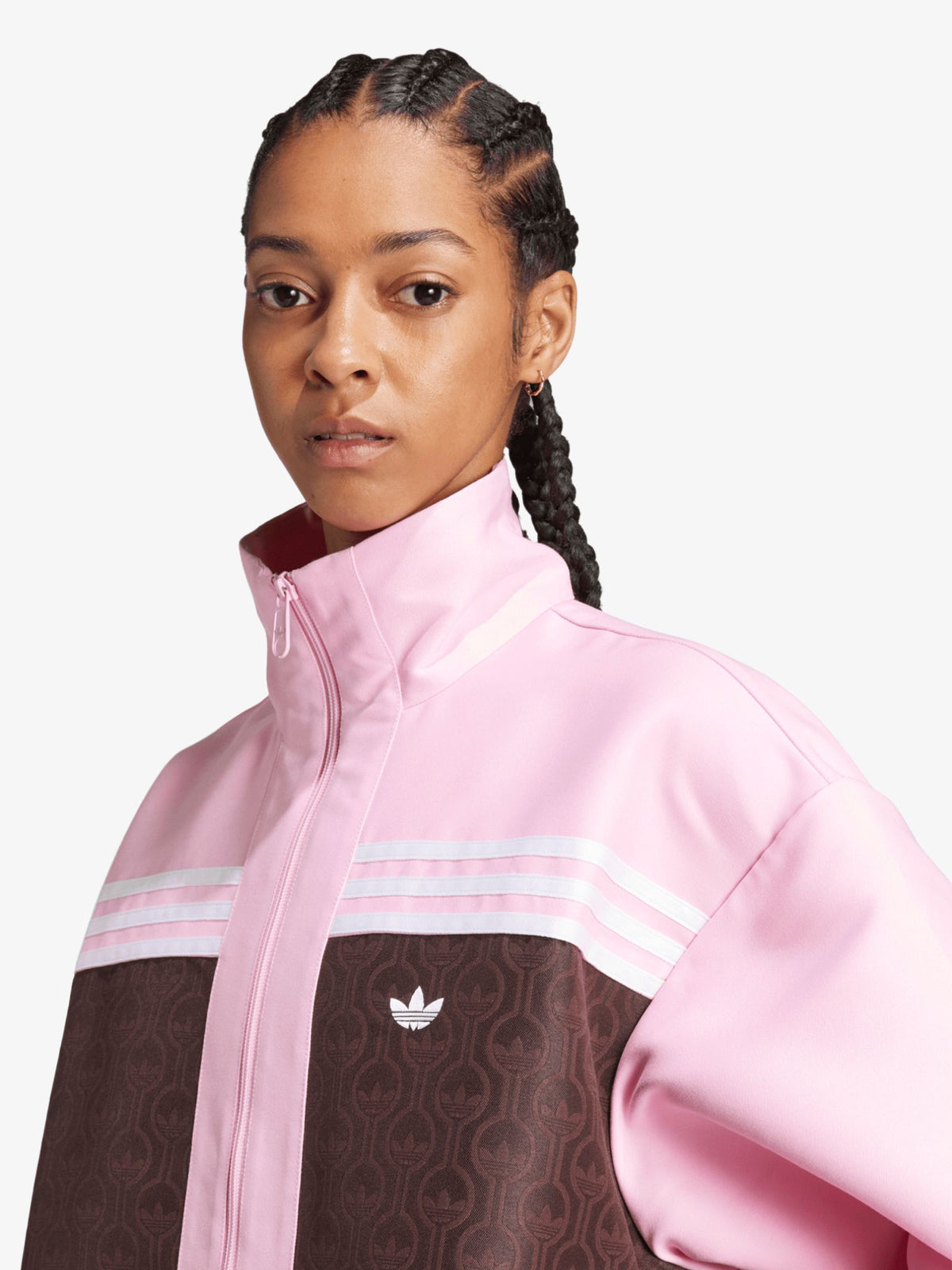 Adidas Oversized Track Jacket | True Pink/Shadow Brown