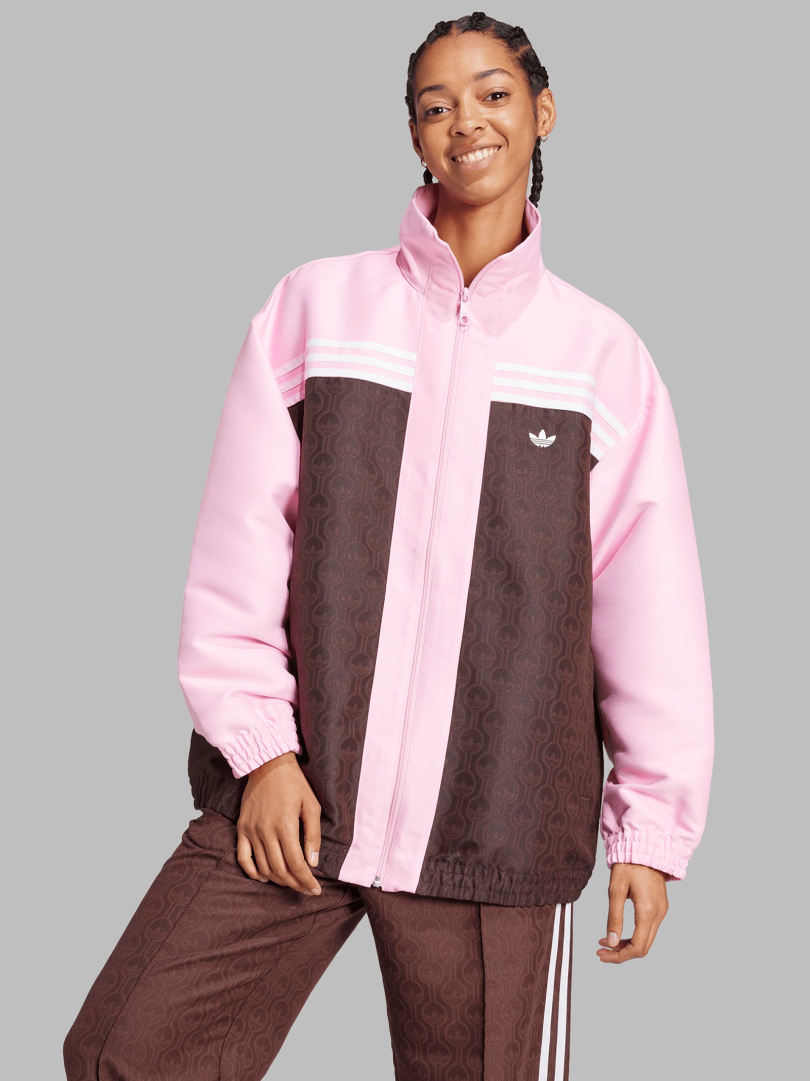 Adidas Oversized Track Jacket True Pink/Shadow Brown