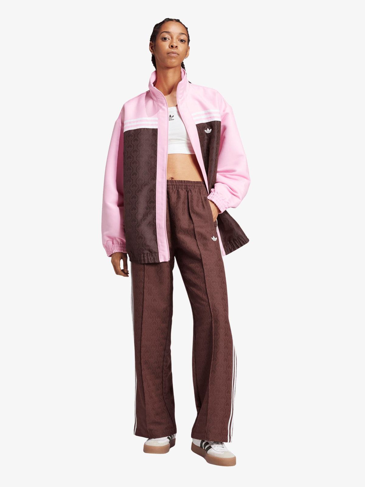 Adidas Oversized Track Jacket | True Pink/Shadow Brown
