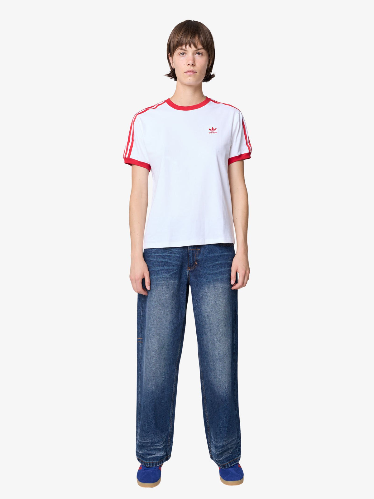 Adidas 3-Stripes Tee | White/Better Scarlet