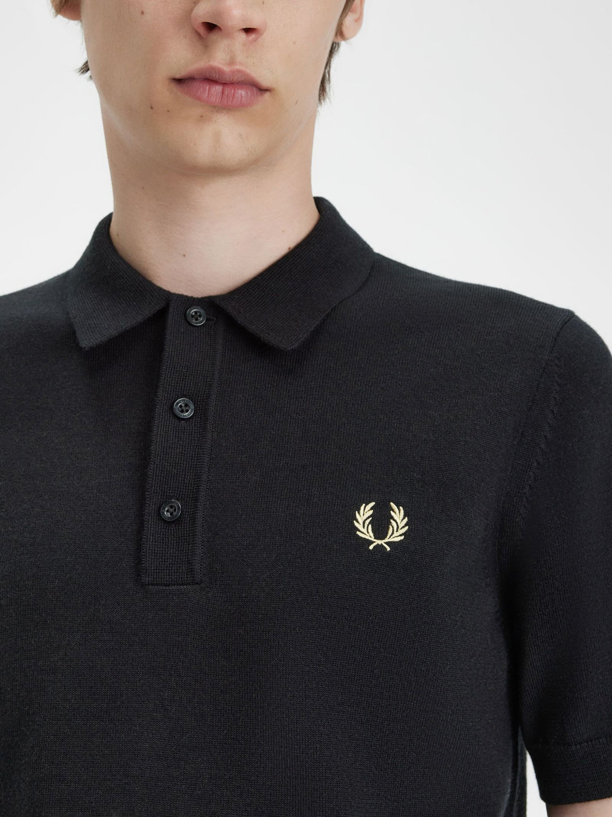 Classic Knitted Polo Shirt in Black