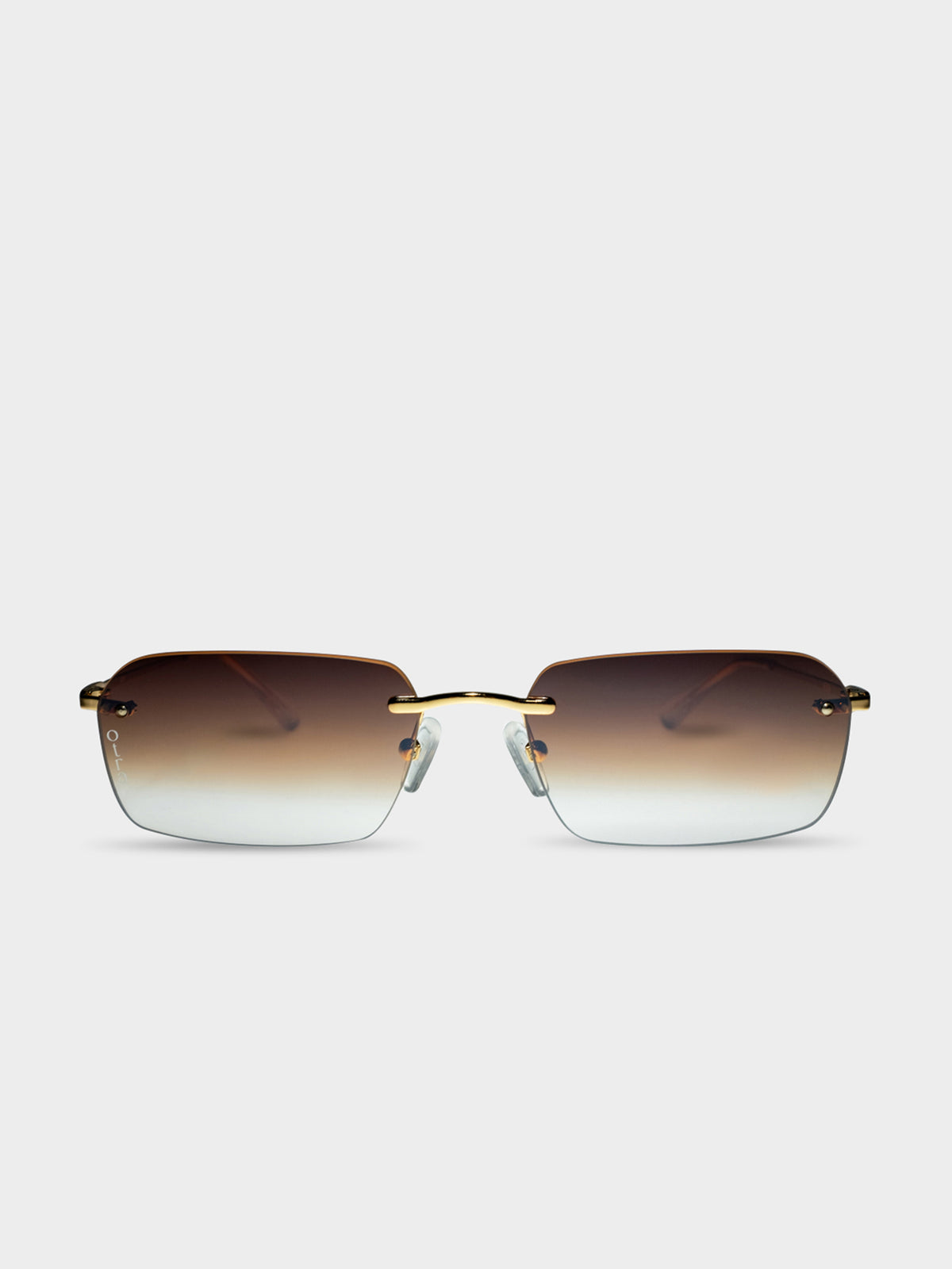 Keira Rimless Sunglasses in Gold &amp; Brown Mirror