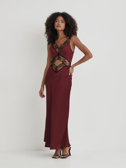 Satin Lace Slip Dress Kelsey