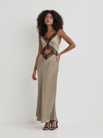 Satin Lace Slip Dress Kelsey